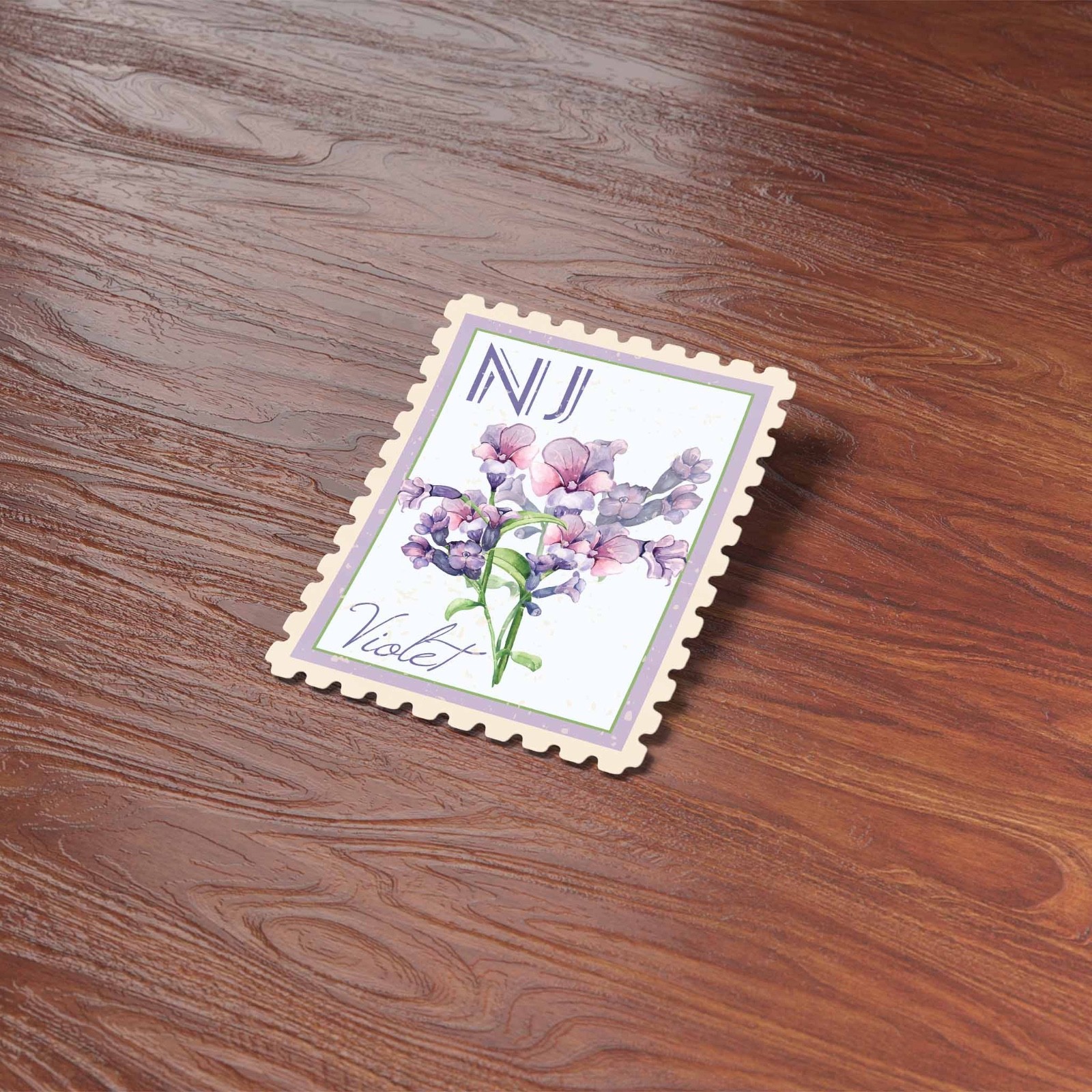 New Jersey State Flower Violet Sticker – NJ Vintage Stamp Decal for Laptop