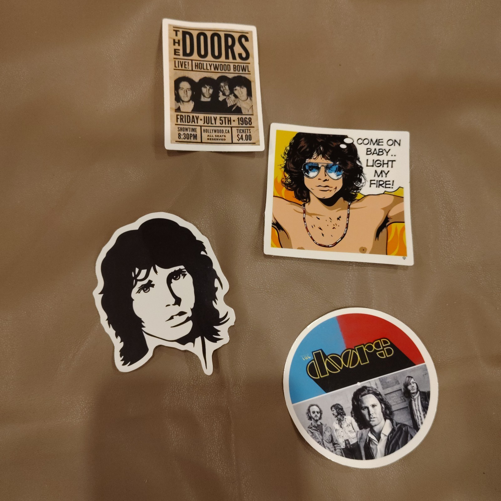 Lot of 4 THE DOORS 1" to 3" Band Logo Stickers JIM MORRISON B37