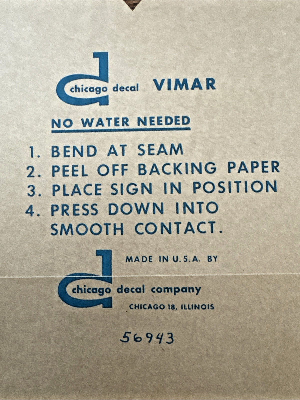 Vintage Yellow Pages Advertising Transfer Decal Chicago Decal Co VIMAR Sign NOS