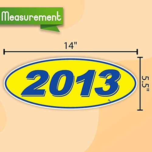 Versa Tags Oval Model Year Car Dealer Window Stickers Proudly 2013 Blue/Yellow