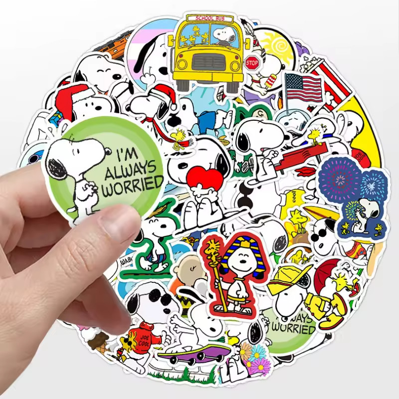 50pc SNOOPY-COWABUNGA Stickers, Great for-Phone, Car, Water Bottle, Laptop, Bike