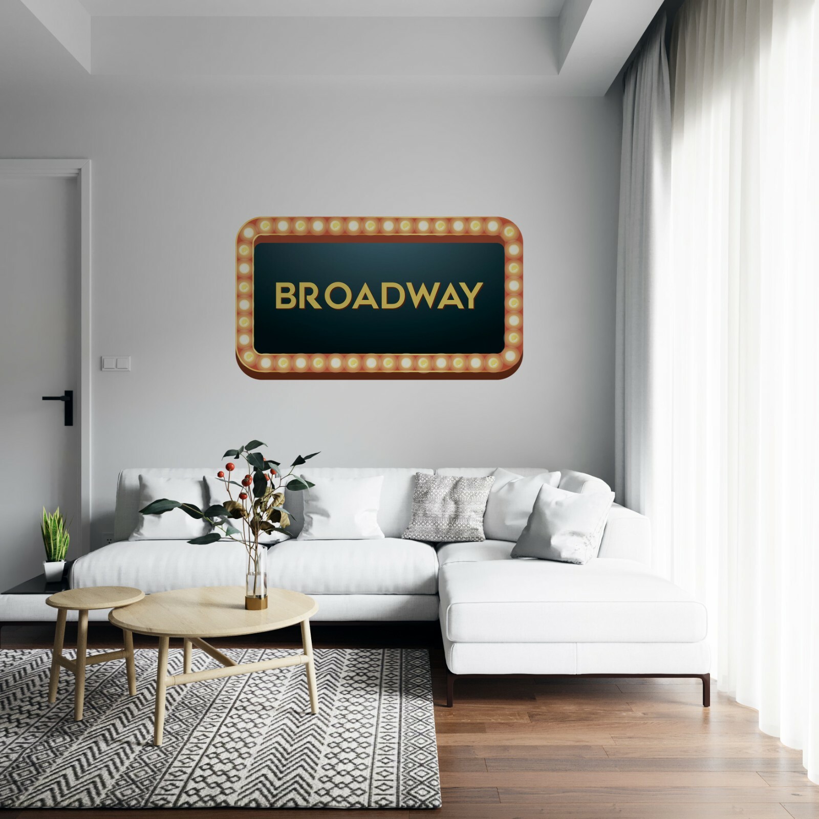 Vinyl Adhesive Home Art Theatre BROADWAY Sign Board Led Lights Design Wall Decal