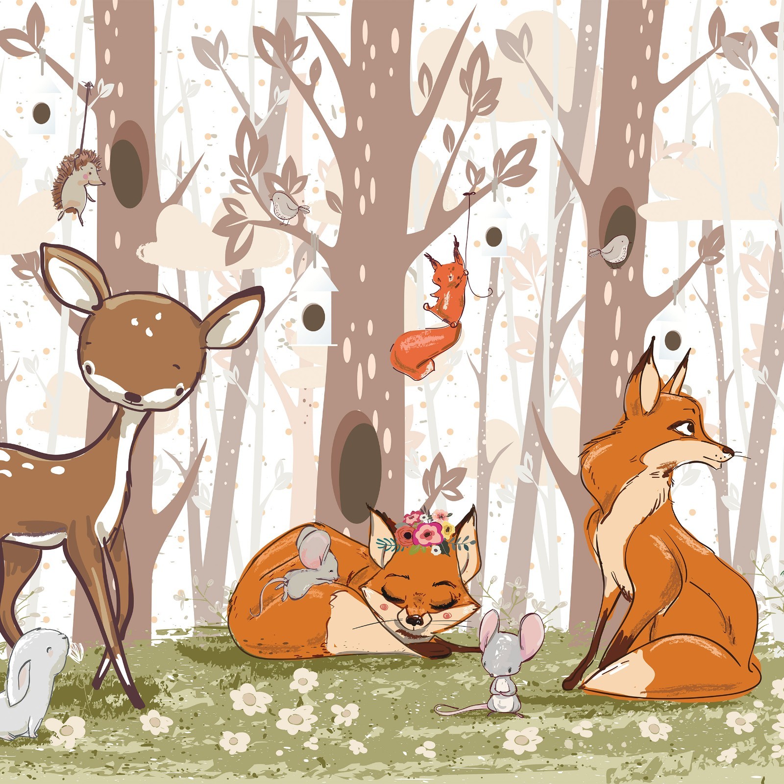 Nursery forest PHOTO WALLPAPER 12×8 foot giant brown bedroom wall decor unisex