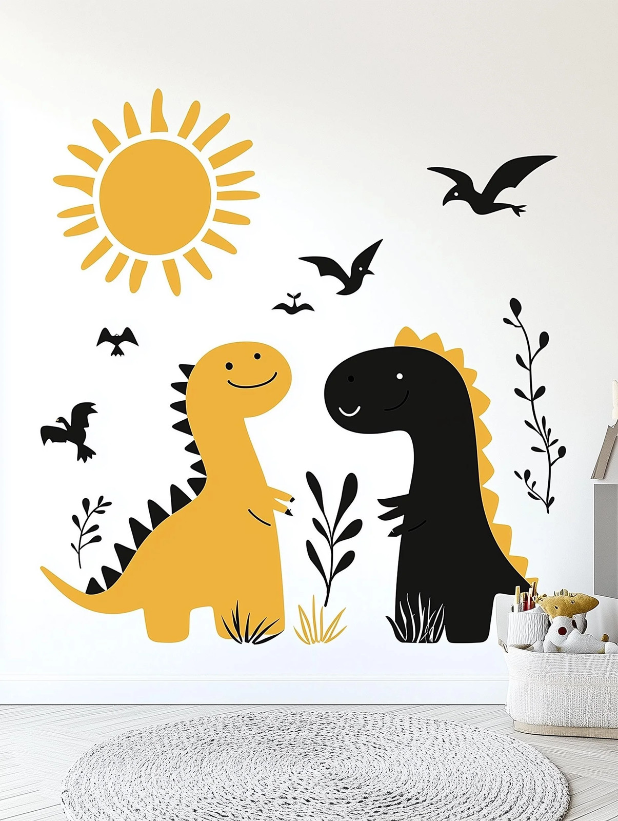 Dinosaur Wall Decal Set | Cute Kids Room Wall Sticker Art | Removable Dinosaur