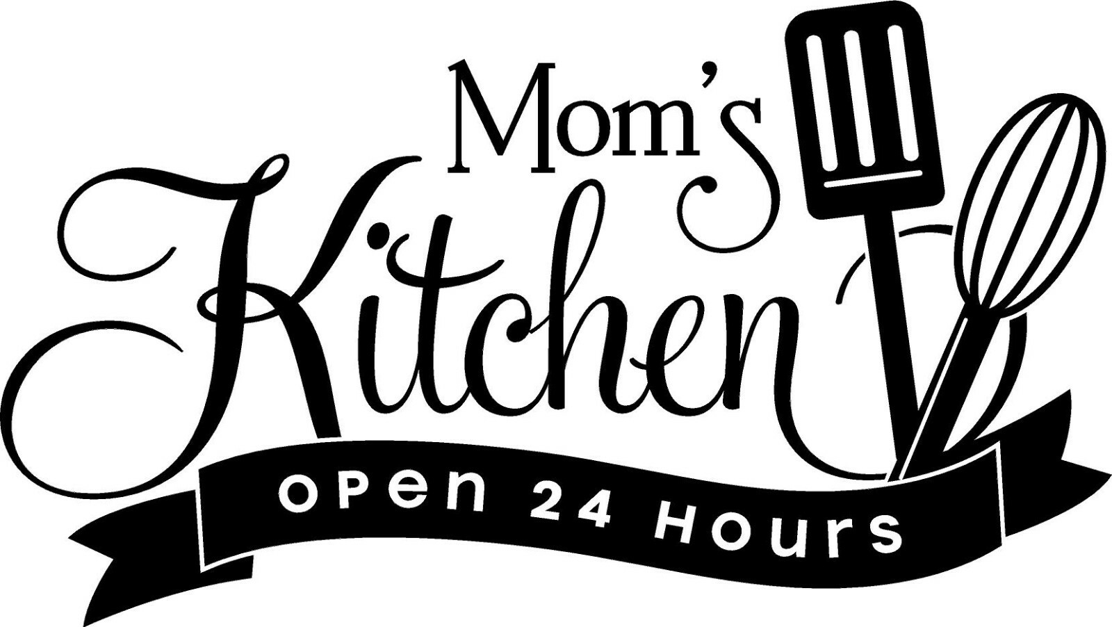 Mom's Kitchen Open 24 Hours Vinyl Decal Home Décor 13" x 23"