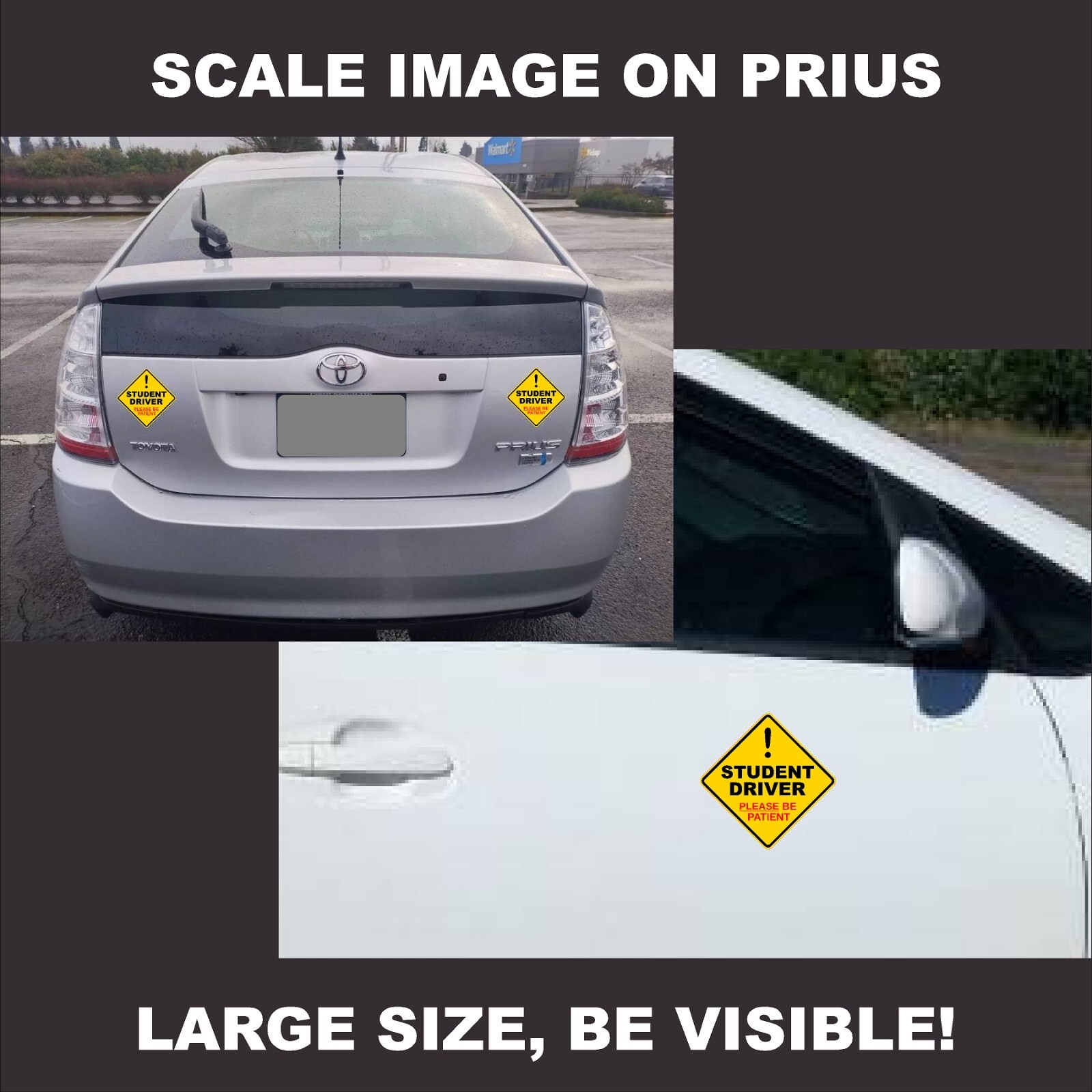 STUDENT DRIVER 4-pack Laminated Removable Diamond Shape High Quality Decals