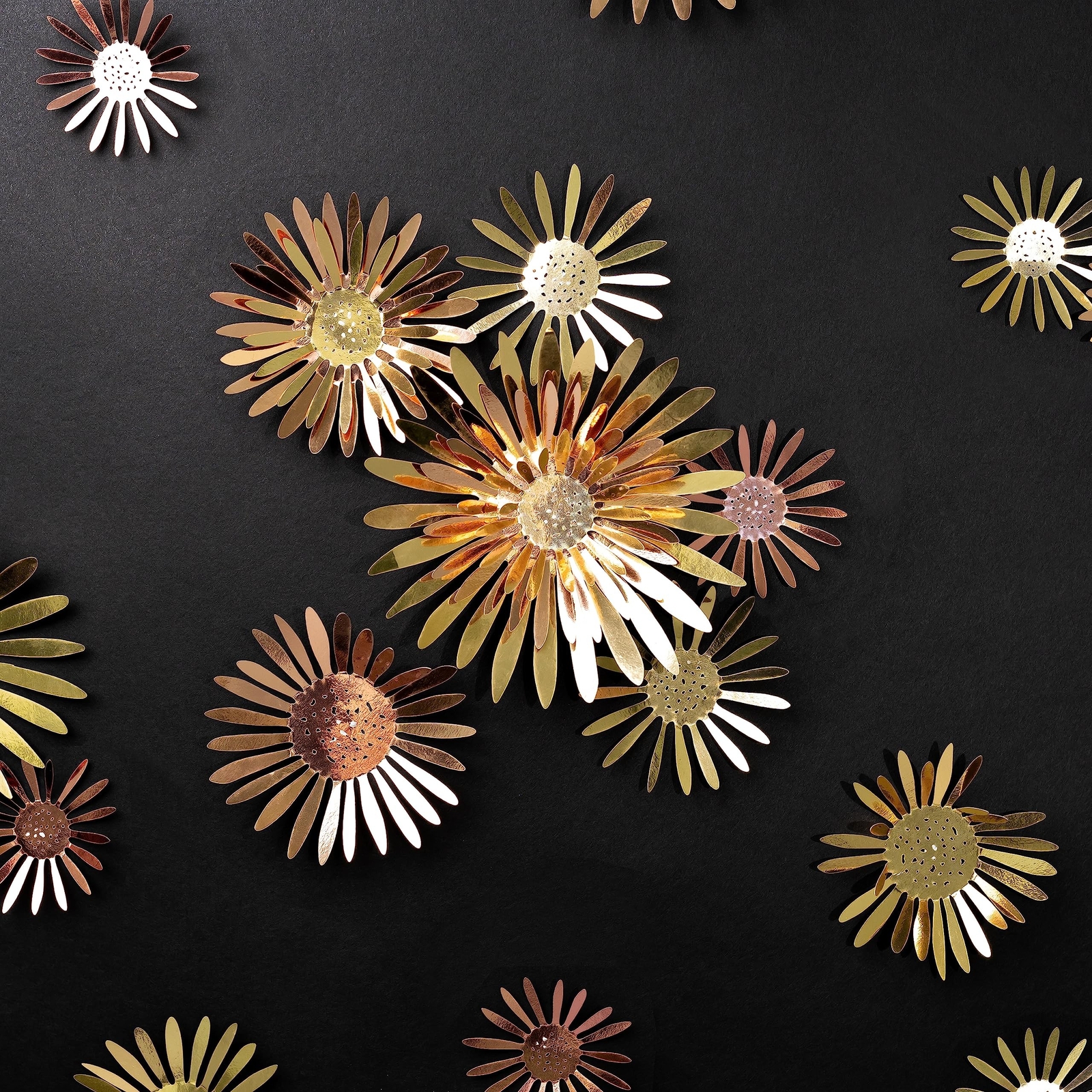 3D Rose Gold Flower Decal Champagne Gold Removable Blue Daisy Wall Sticker Li…