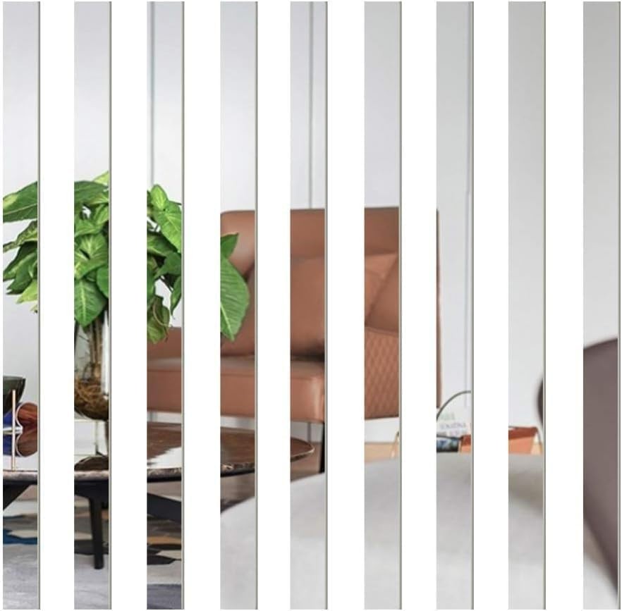 10 Pcs Mirror Wall Stickers Striped Design Mirror Art Tile Decal DIY Self Adh…
