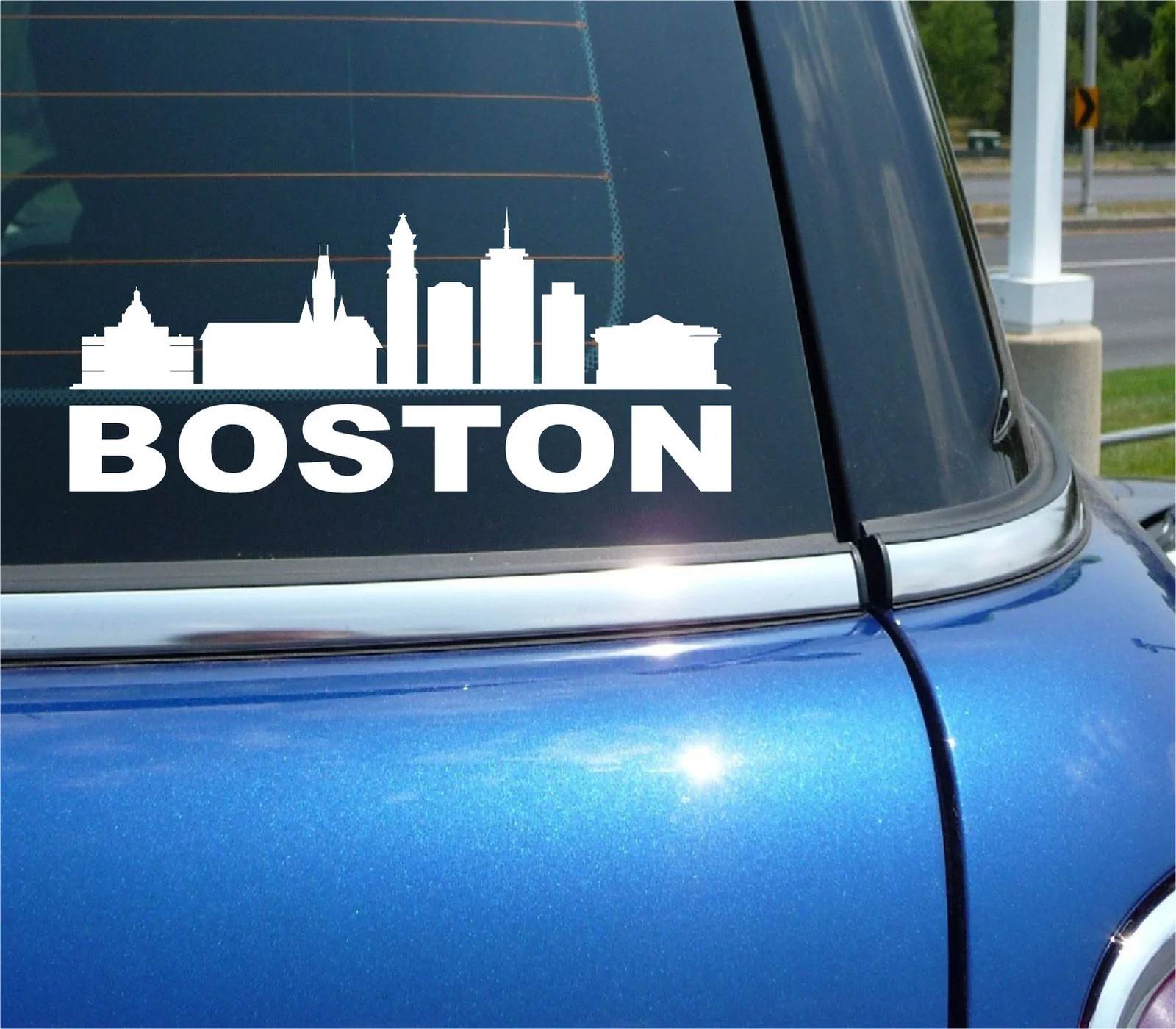 BOSTON MASSACHUSETTS CITY SKYLINE CITYSCAPE CAR WALL DECAL BUMPER STICKER