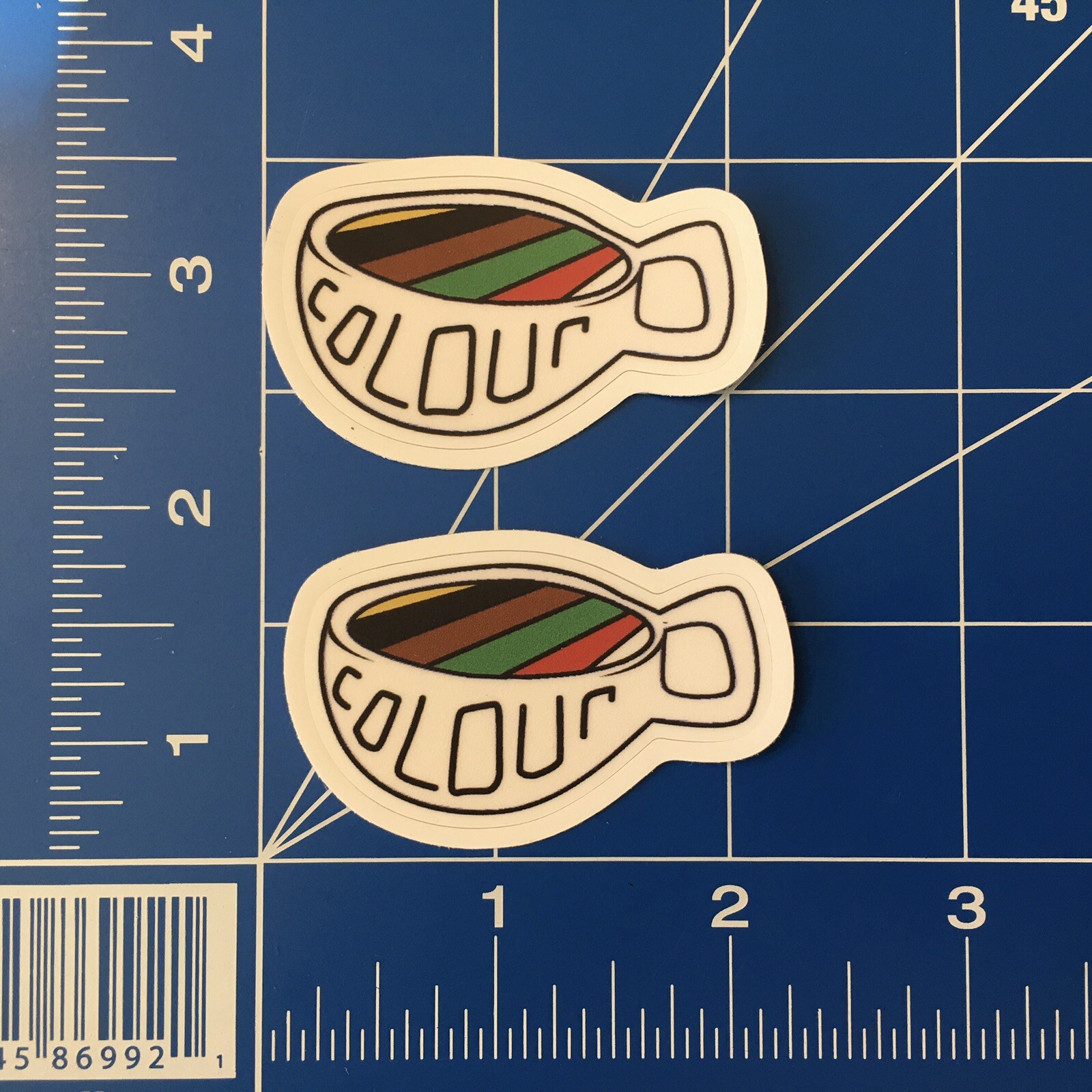 Lot 2 Colour Color Diversity Coffee Cup Unique 2023 Promo Glossy Sticker Laptop