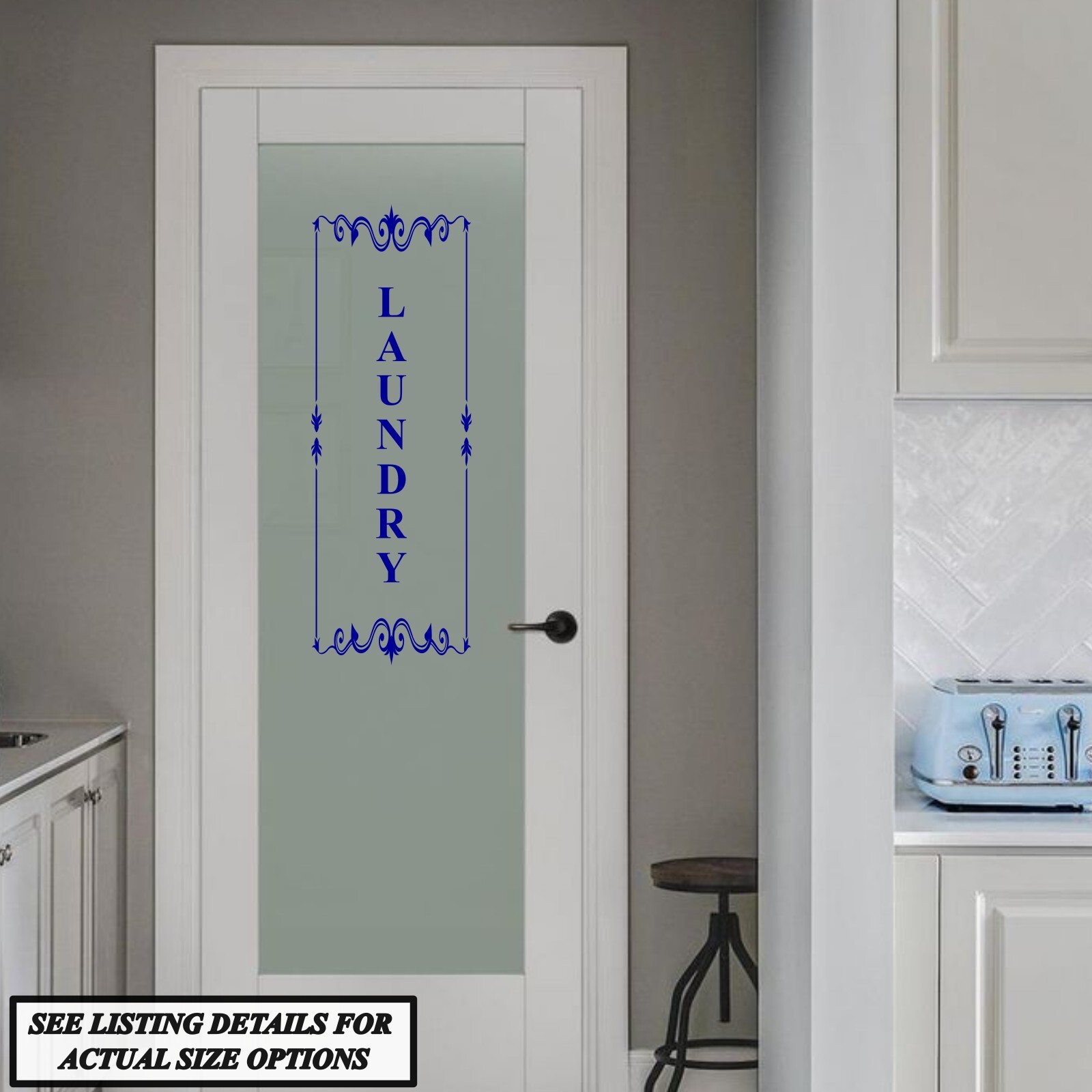 Laundry vertical vinyl door decal, sticker, wall art, farmhouse