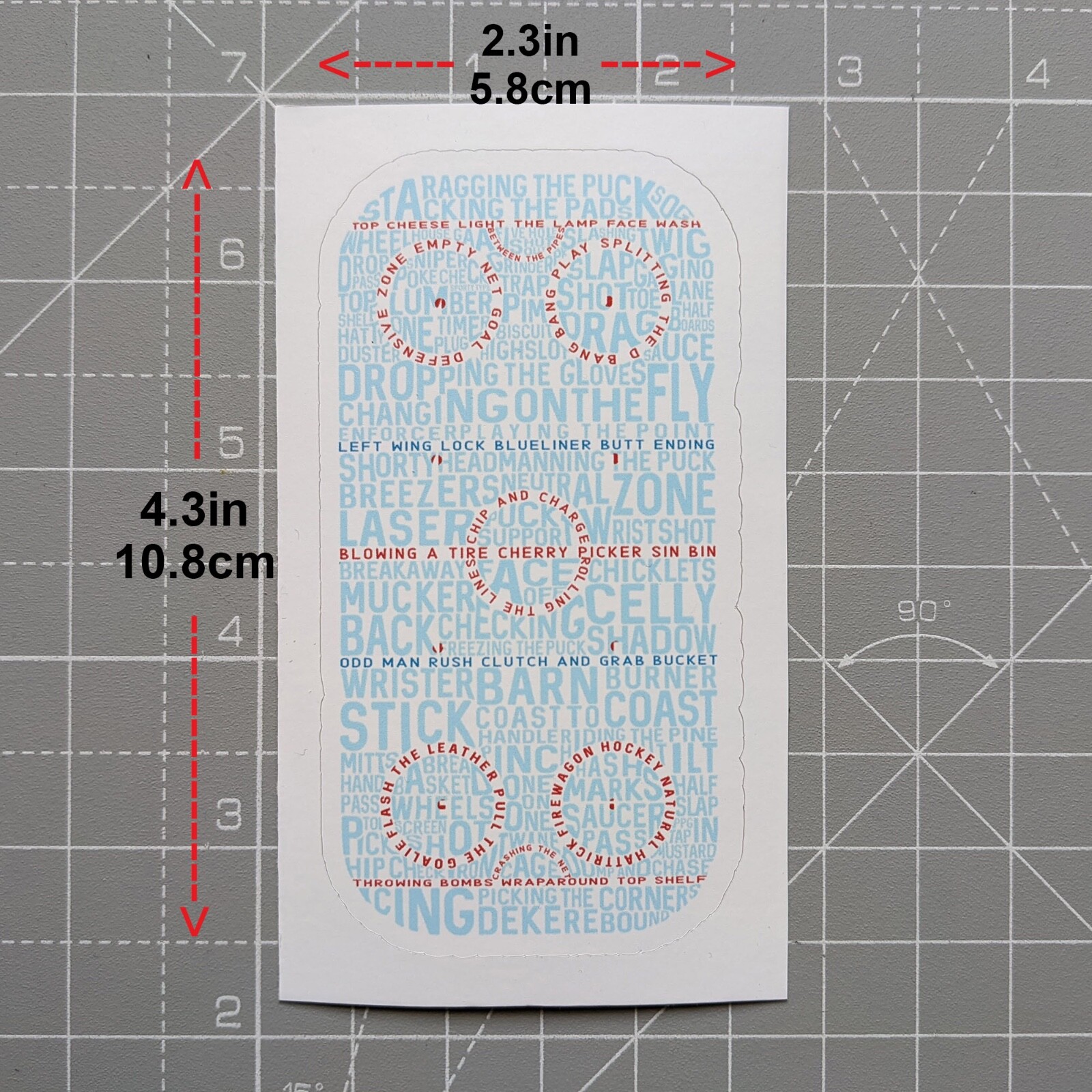 Hockey Rink Word Art Sticker, 4.3in x 2.3in Waterproof Vinyl Ice Hockey Decal