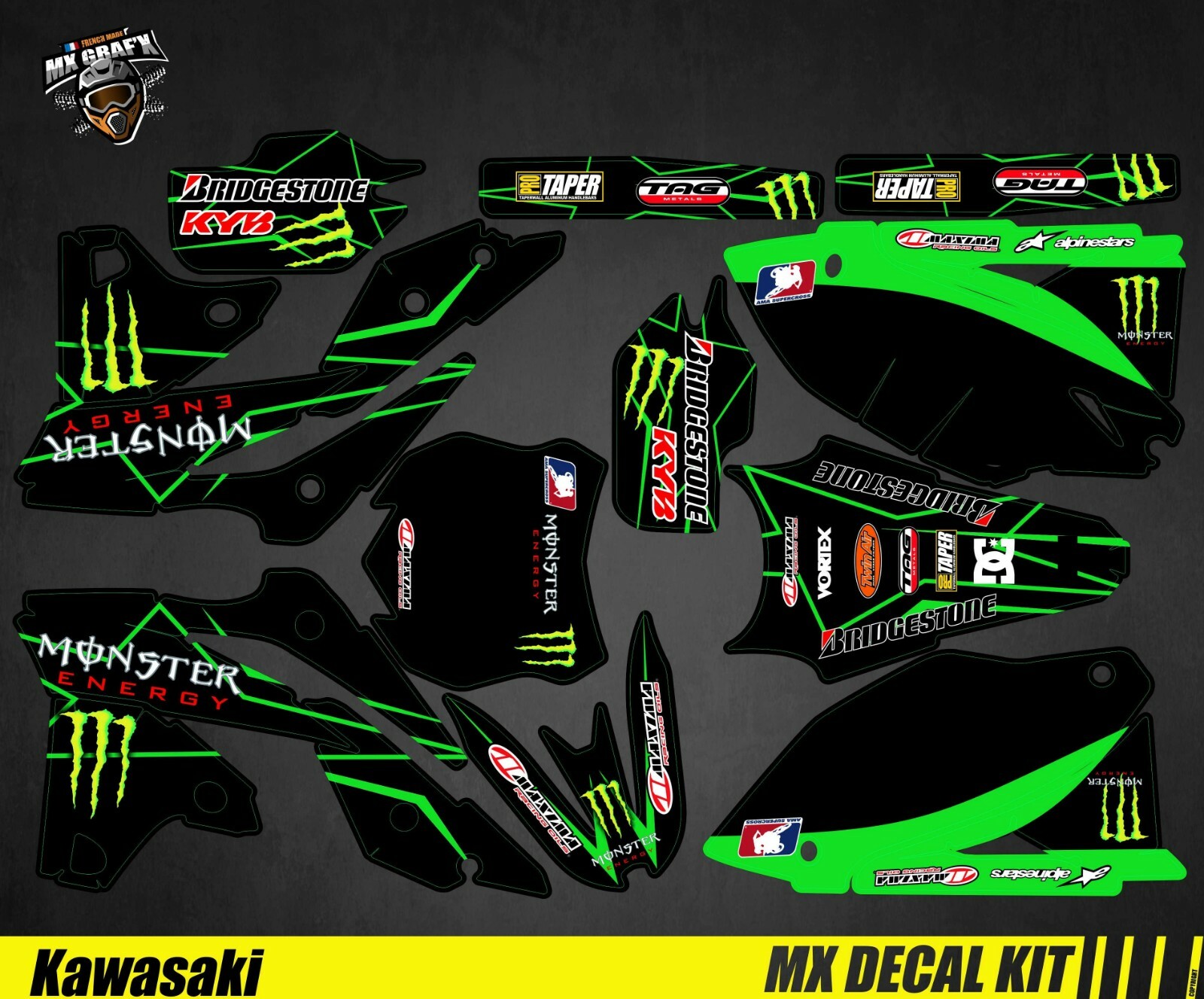 MX Decal Kit For Kawasaki KXF – Monster 3