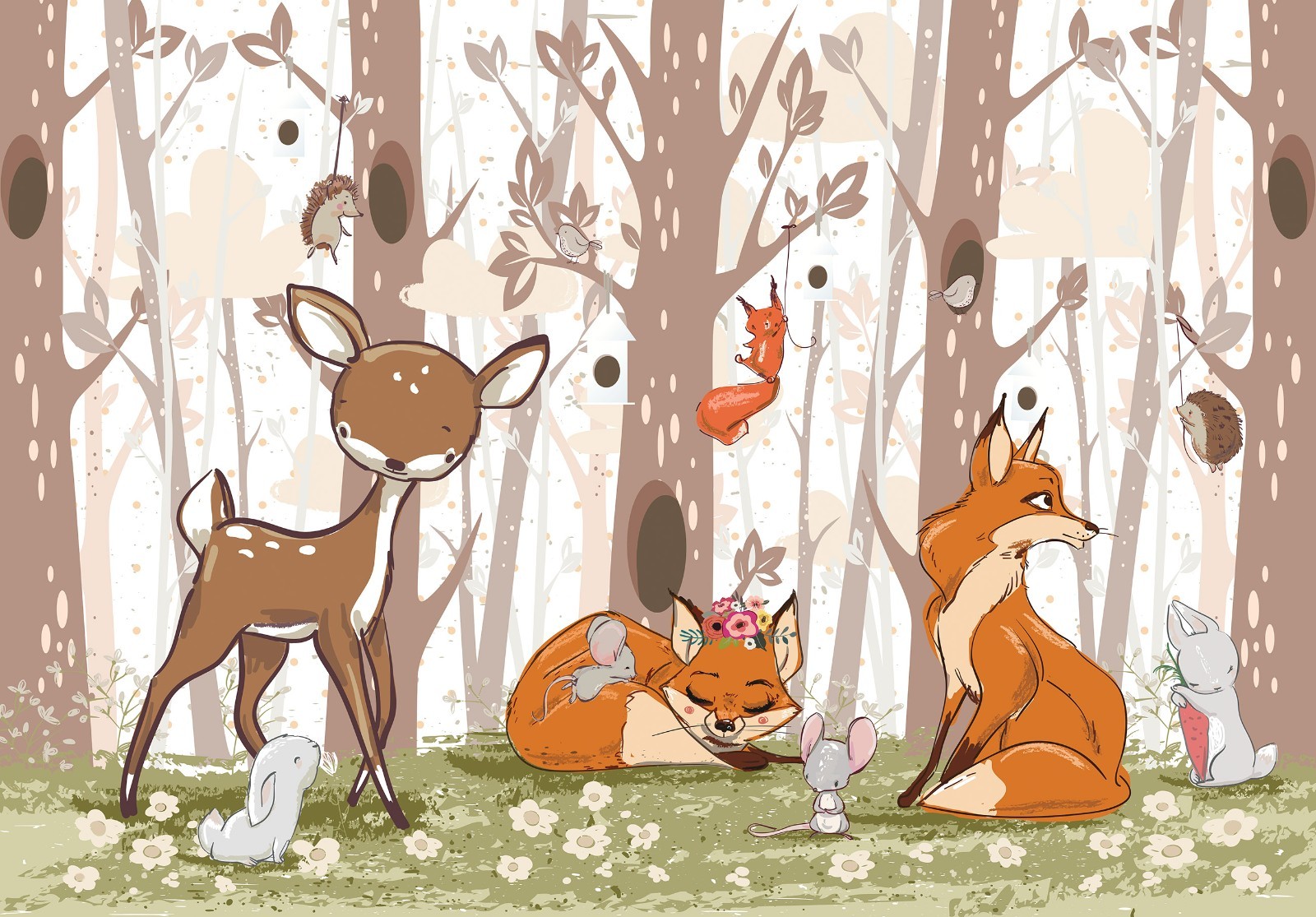 Nursery forest PHOTO WALLPAPER 12×8 foot giant brown bedroom wall decor unisex