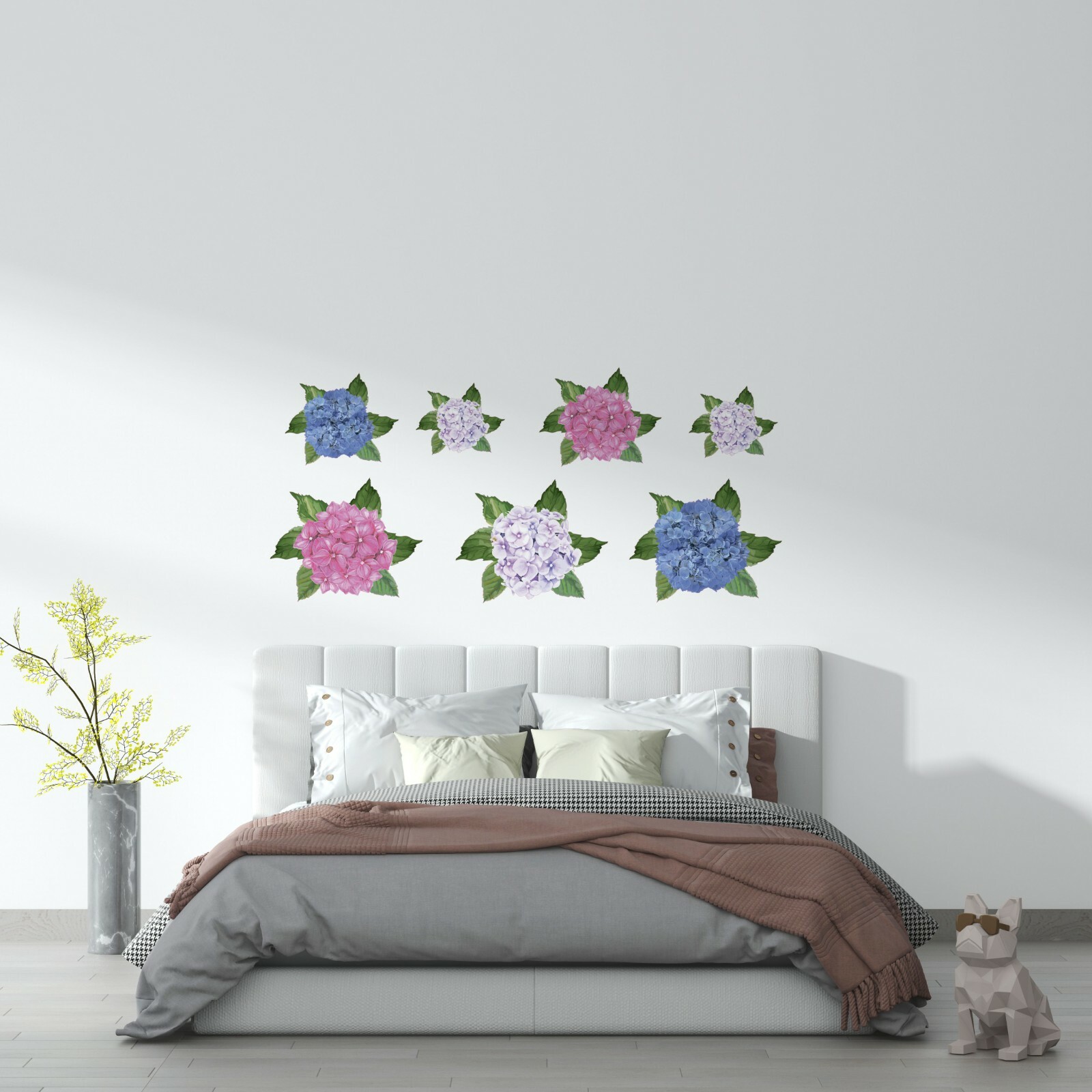 Vinyl Home Hortensia Wall Decor Multi-colored Hygrangea Flowers Wall Decal 9×20