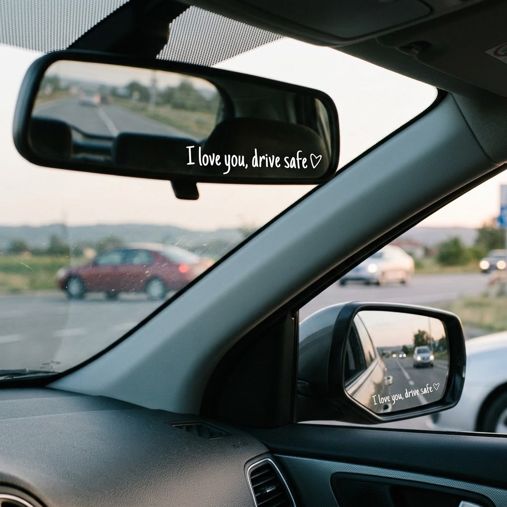 3Per Set Car Vinyl Decal Sticker for Window Mirror Drive Safe I Love You Pattern