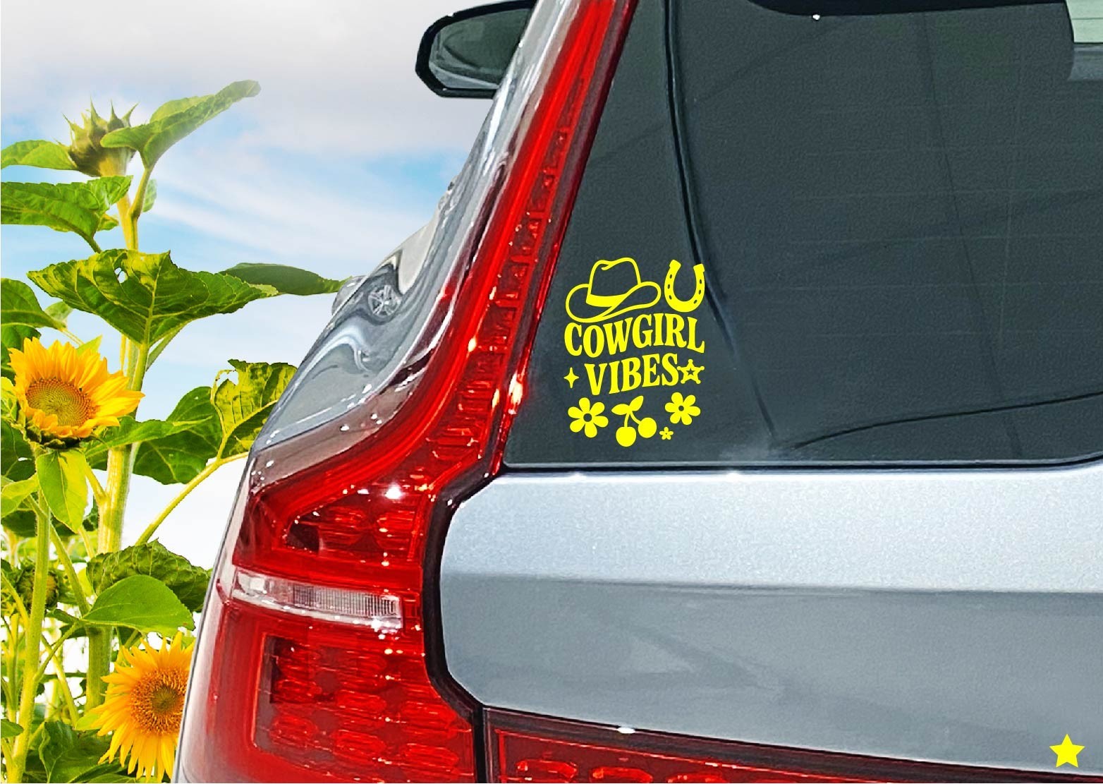 Cowgirl Vibes Decal Sticker Cowboy Hat Horse Shoe Country Western Girl Decor