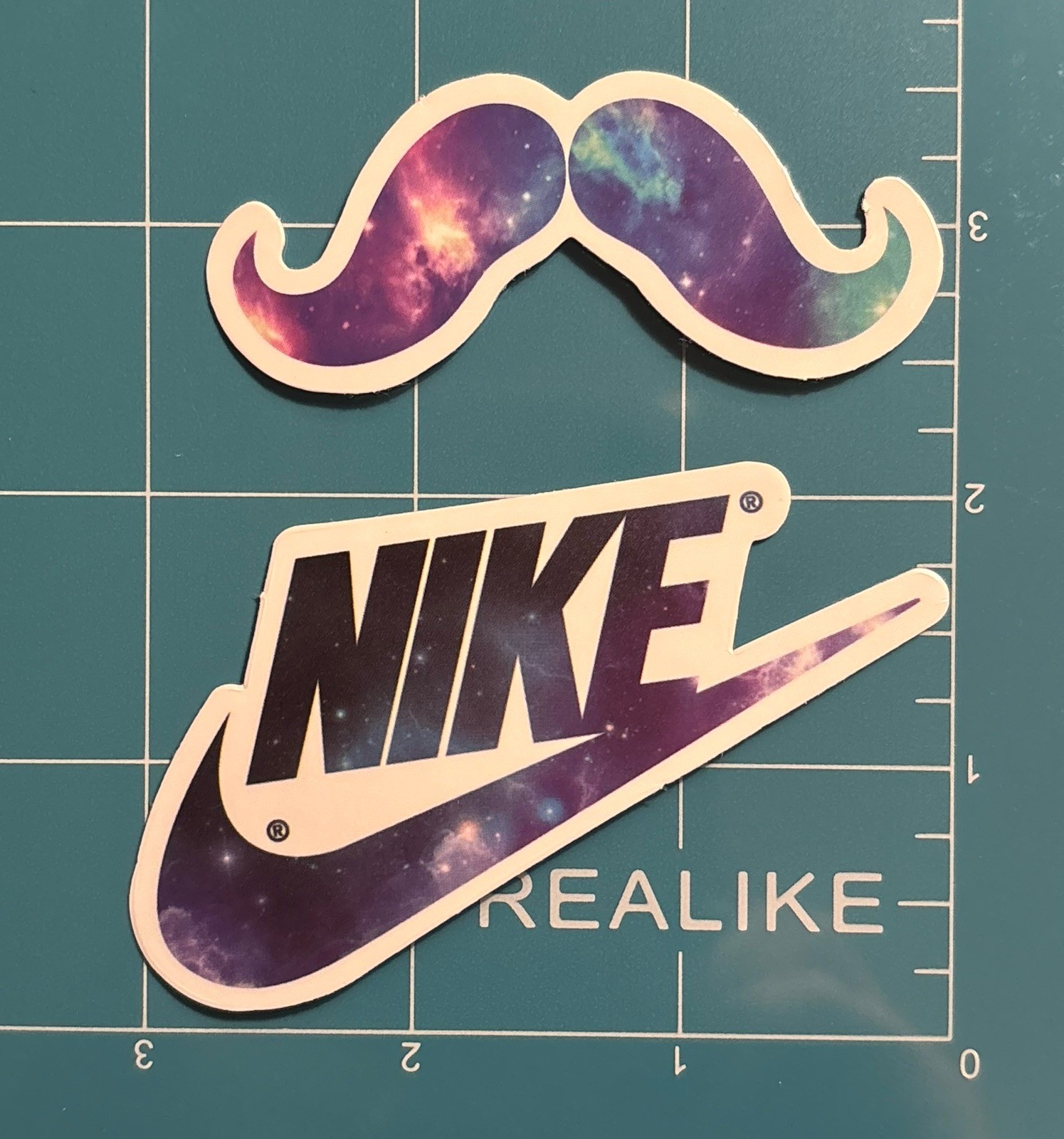 Nike Galaxy Logo w/ Mustache Vinyl Sticker Set #B44