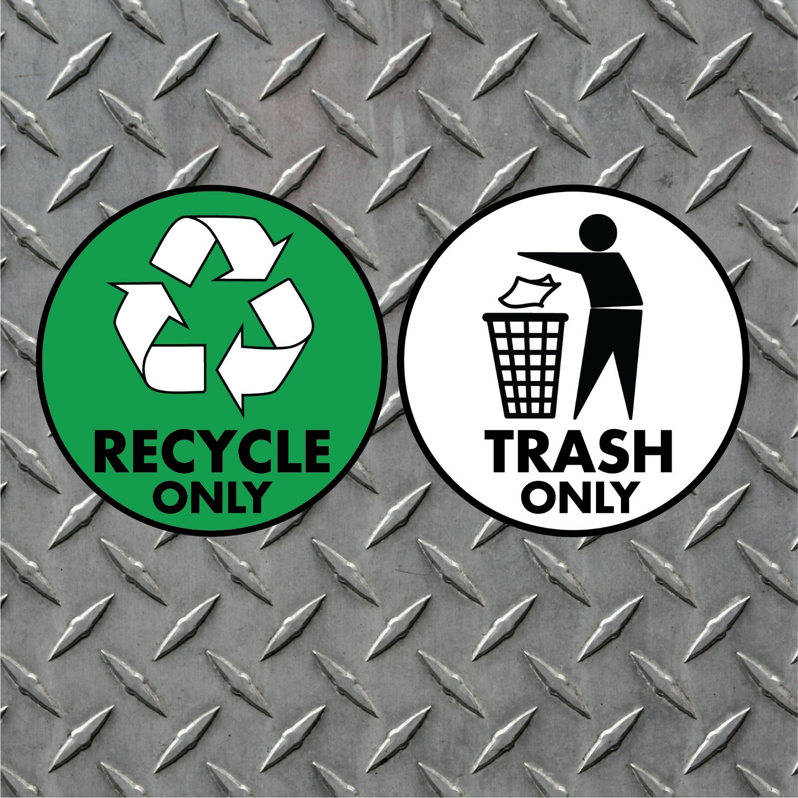 6" x 6" Recycle and Trash Container Vinyl Decal Set Peel & Stick Indoor/Outdoor