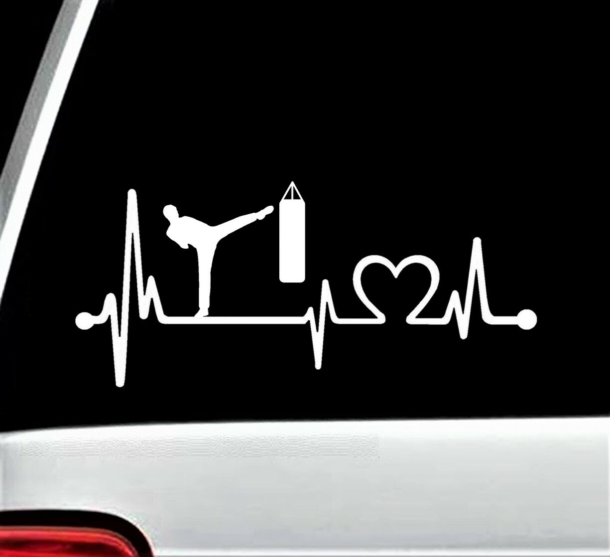 Kickboxing Cardio Boxing Heartbeat Lifeline Decal Sticker for Car Window | BG605