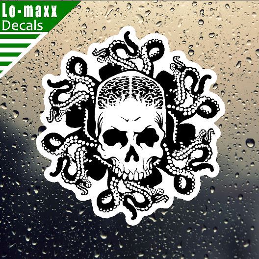 Octo-Skull Octopus Art Unique Original Custom Design Printed Vinyl Sticker