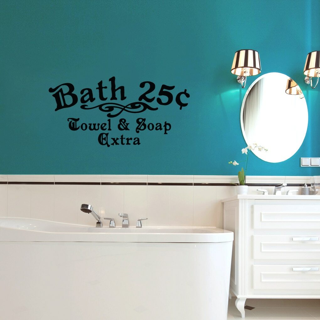 Bath 25¢ Towel & Soap Extra Wall Decal – Bathroom, Restroom, Wall Art, Sticker