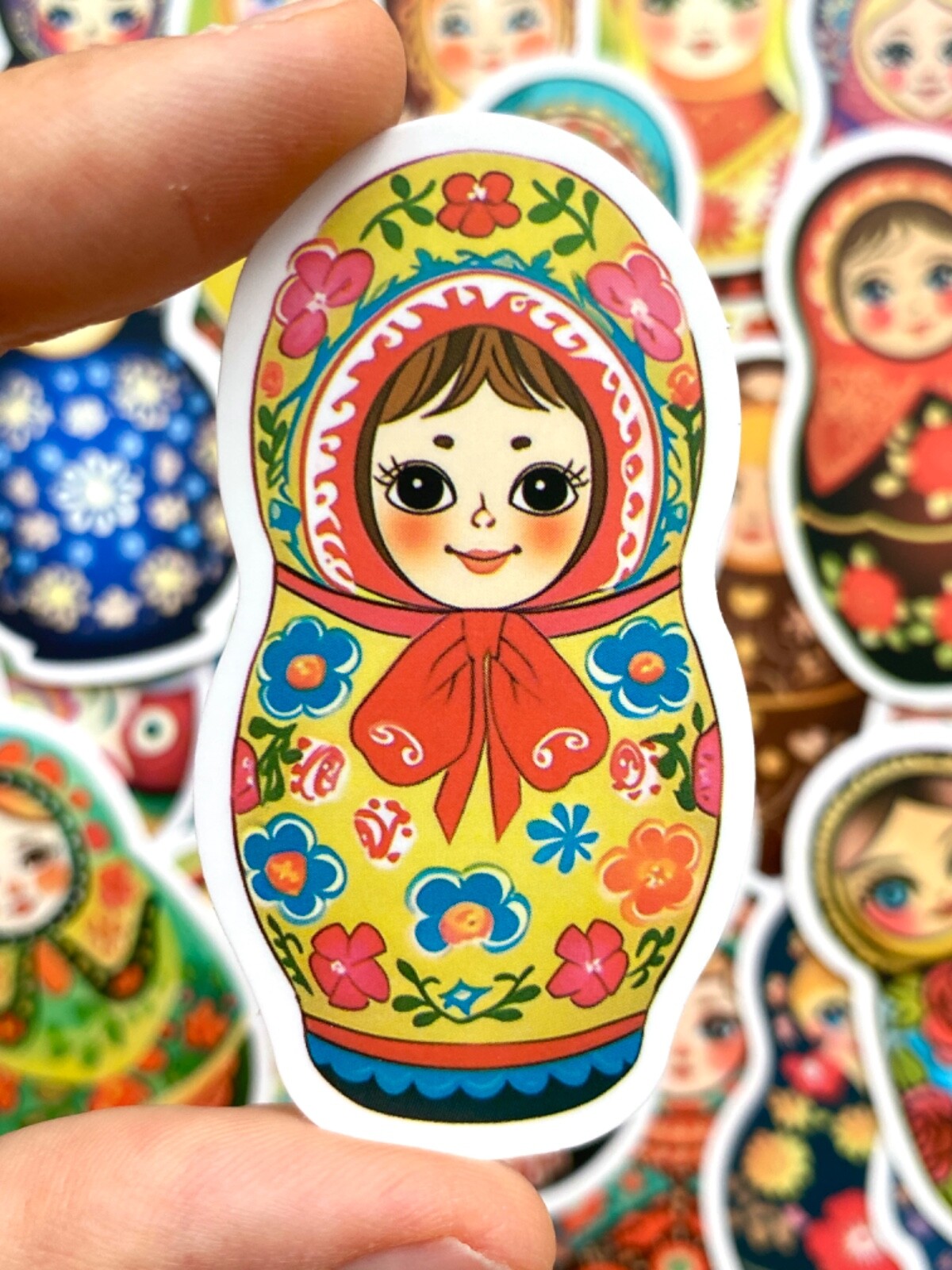 5-50 pcs Matryoshka Doll Stickers, Cute Russian Nested Doll Phone Laptop Decals