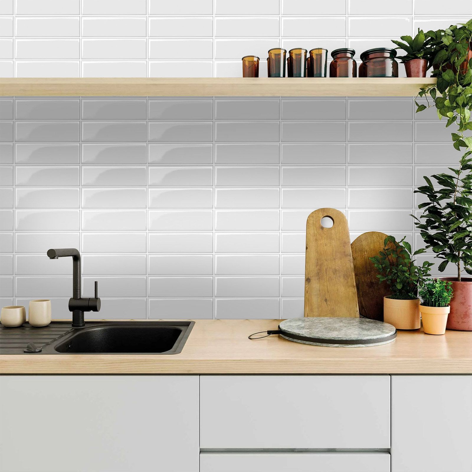 10 Pack 3D Wall Tiles Self Adhesive 10×10" White Peel and Stick Backsplash DIY