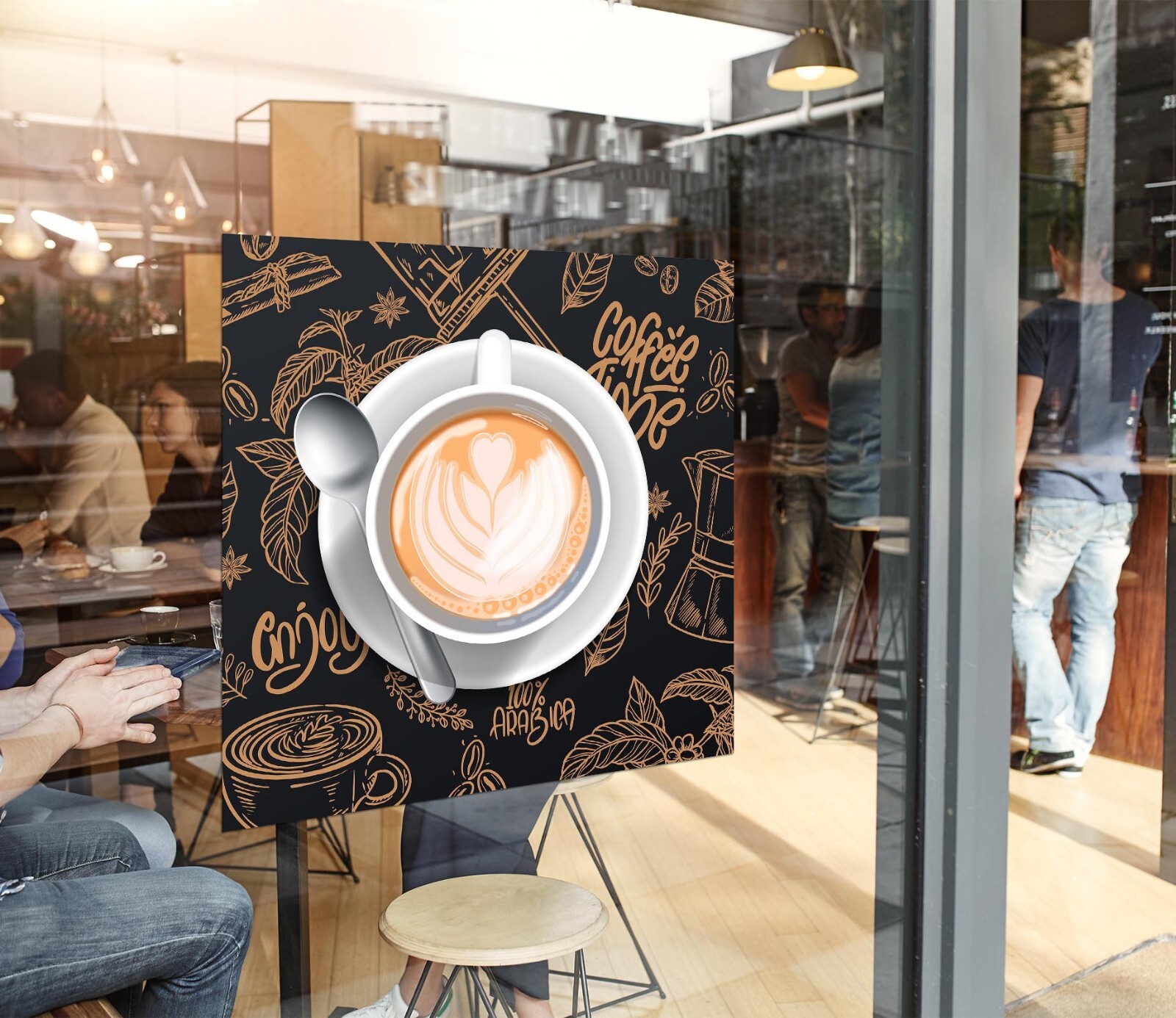 3D Coffee Shop Leisure K3212 Window Stickers Vinyl Wallpaper Wall Murals Kay