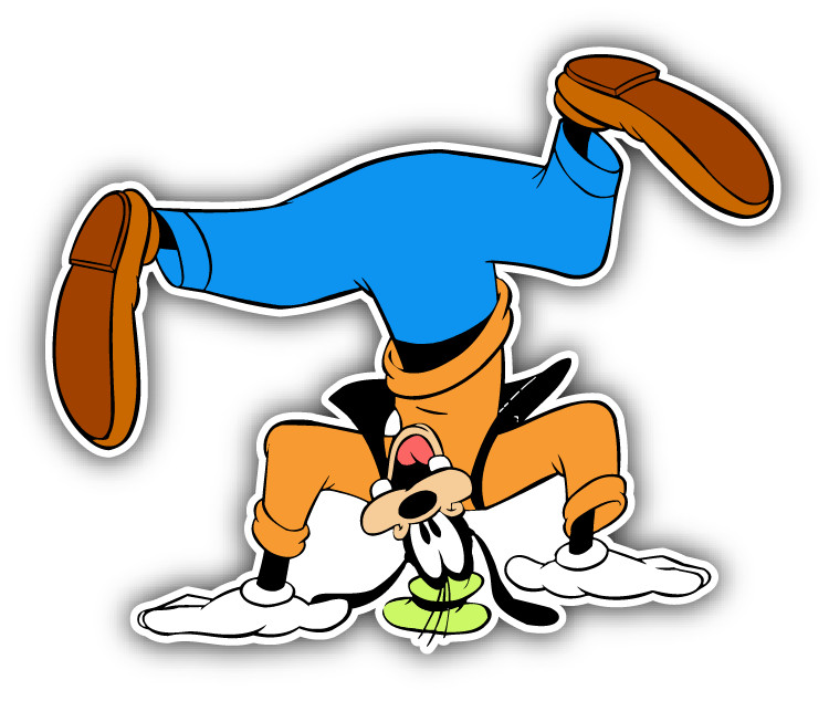 Goofy On Head Cartoon Car Bumper Sticker Decal 5"x 4"