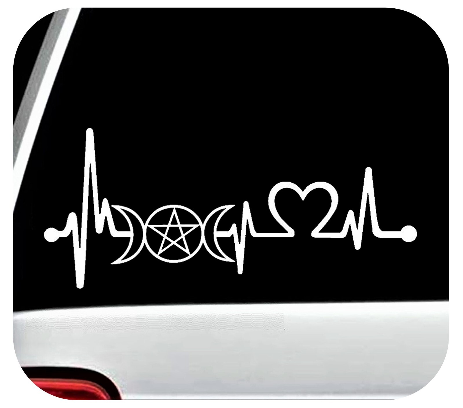 Greek Triple Goddess Pagan Wiccan Heartbeat Decal Sticker Choose Color K1126