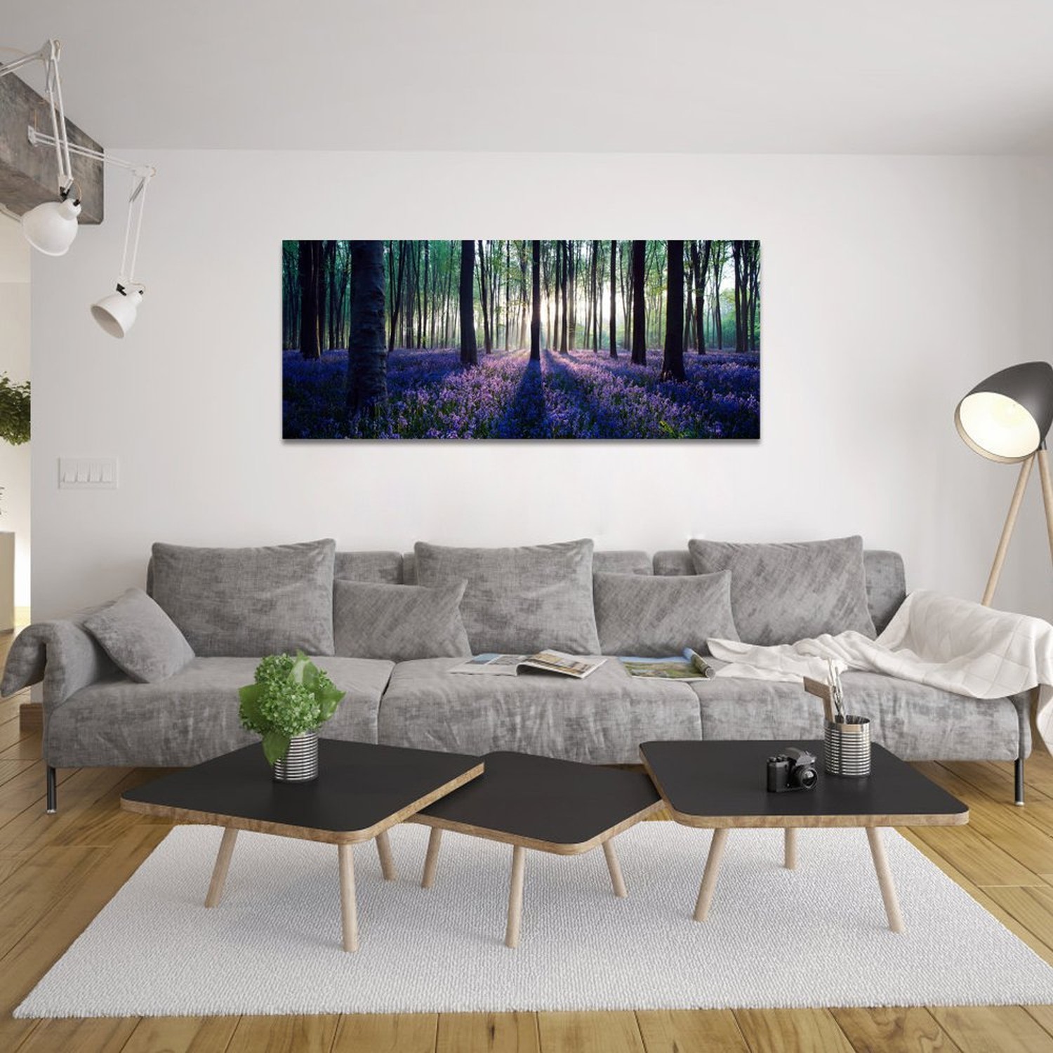 Visual Art Decor Framed Large Purple Canvas Wall Art Mild Sunshine Lavender F…