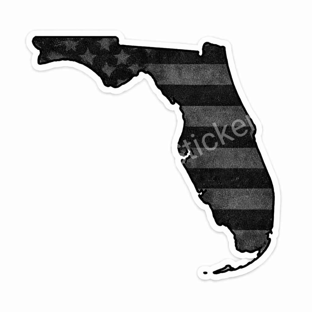 Florida | State Outline Vinyl Decal | Black Tactical American Flag Sticker 03