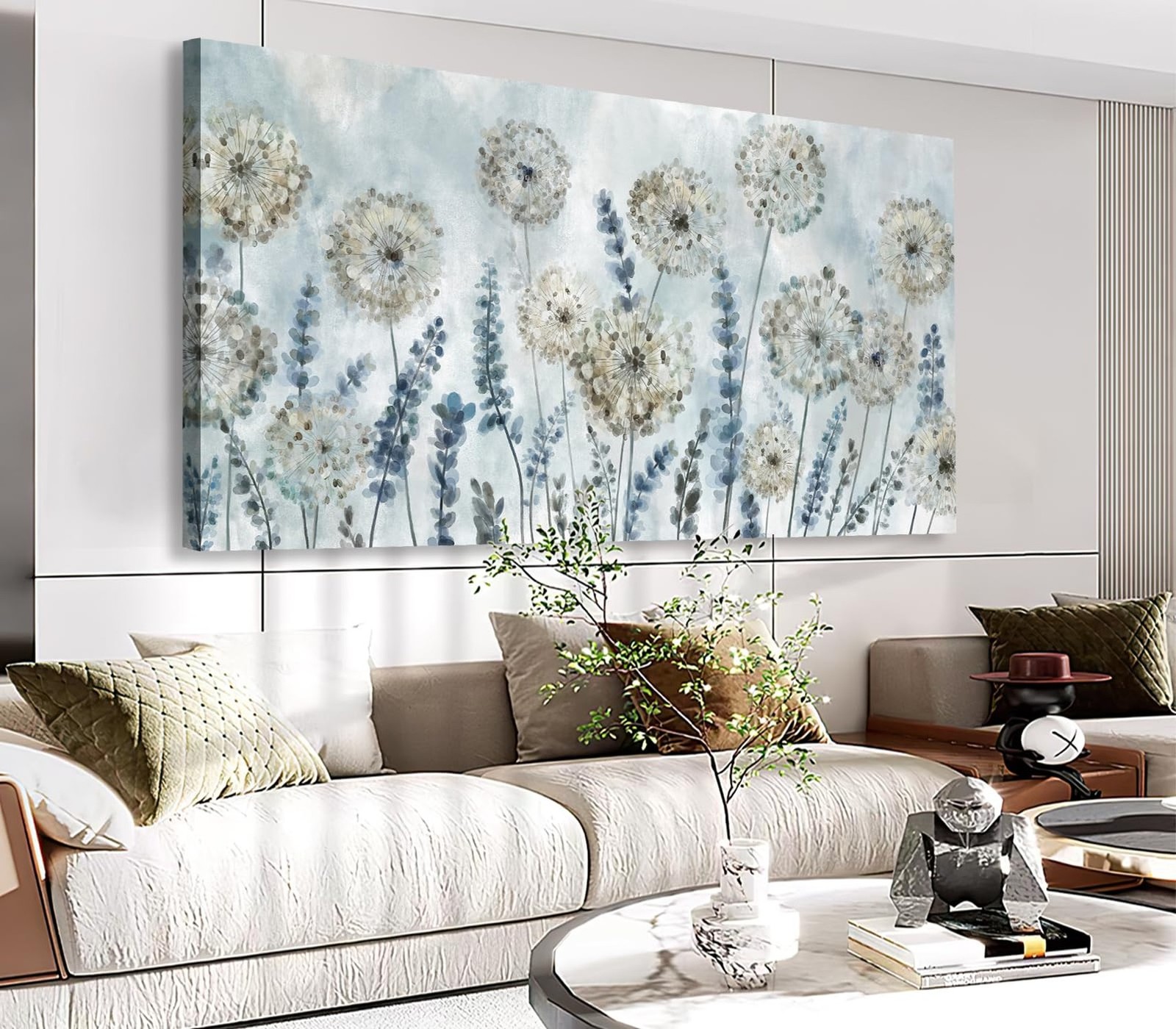 VEAEE Farmhouse Canvas Wall Art – Flowers Dandelion Wall Pictures,Living Room…
