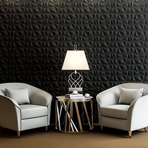 Decorative 3D Wall Panels in Diamond Design, 12"X12" Matt Black for Home and Off