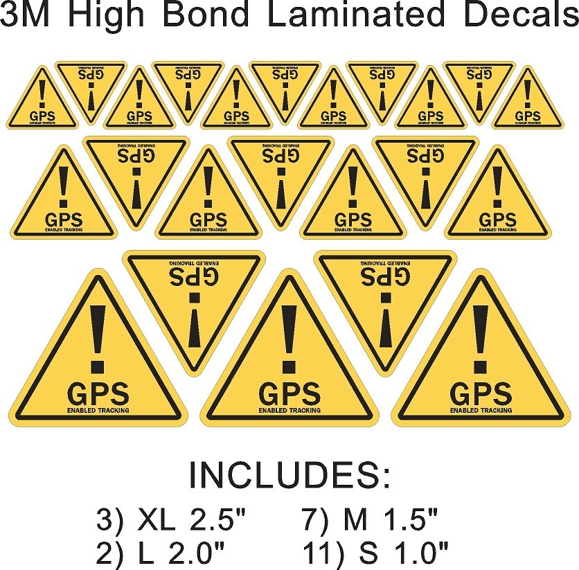 23 PACK GPS Tracking Warning Theft Deterrent Laminated Stickers High Quality