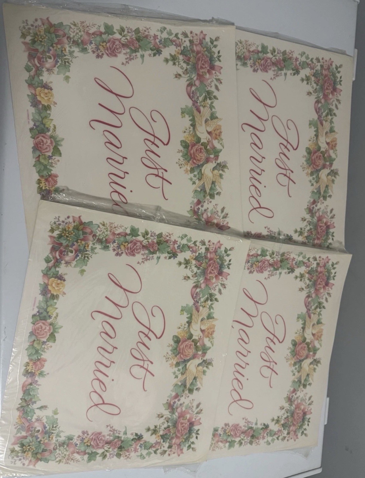 Vintage Wedding Window Decals Just Married Roses Birds Car Decor Spring New