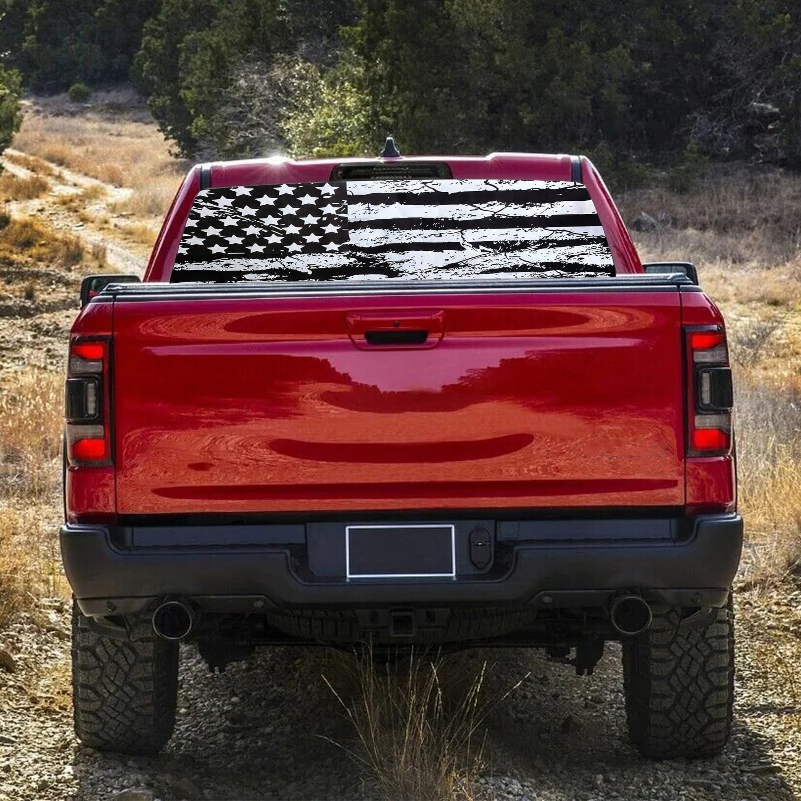Rear Window Decals for Trucks – 65×22 in Back Window American Flag Decals Fit…