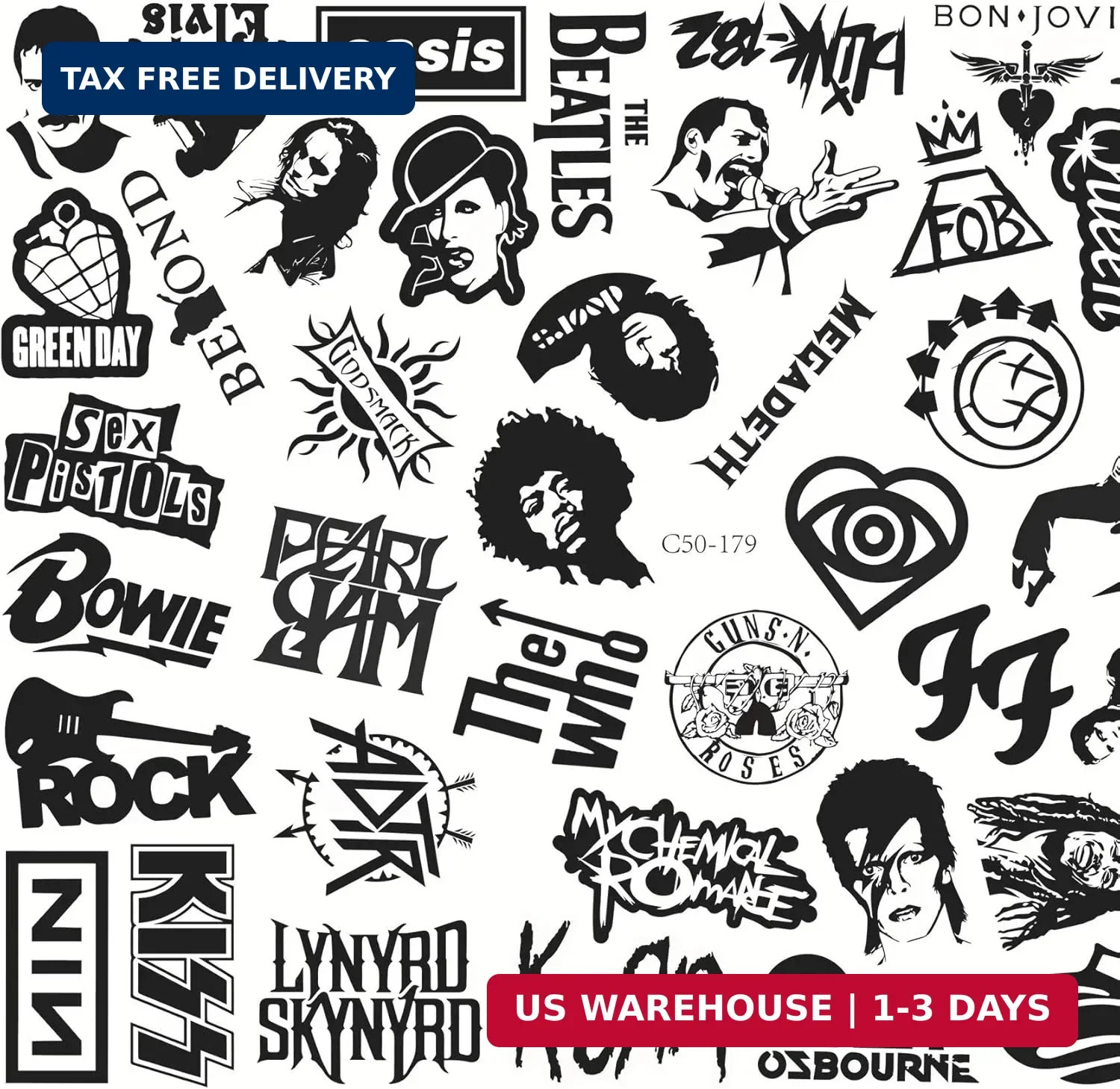 100PCS Rock Band Stickers Pack Vintage Punk Music Waterproof Vinyl Decals for La