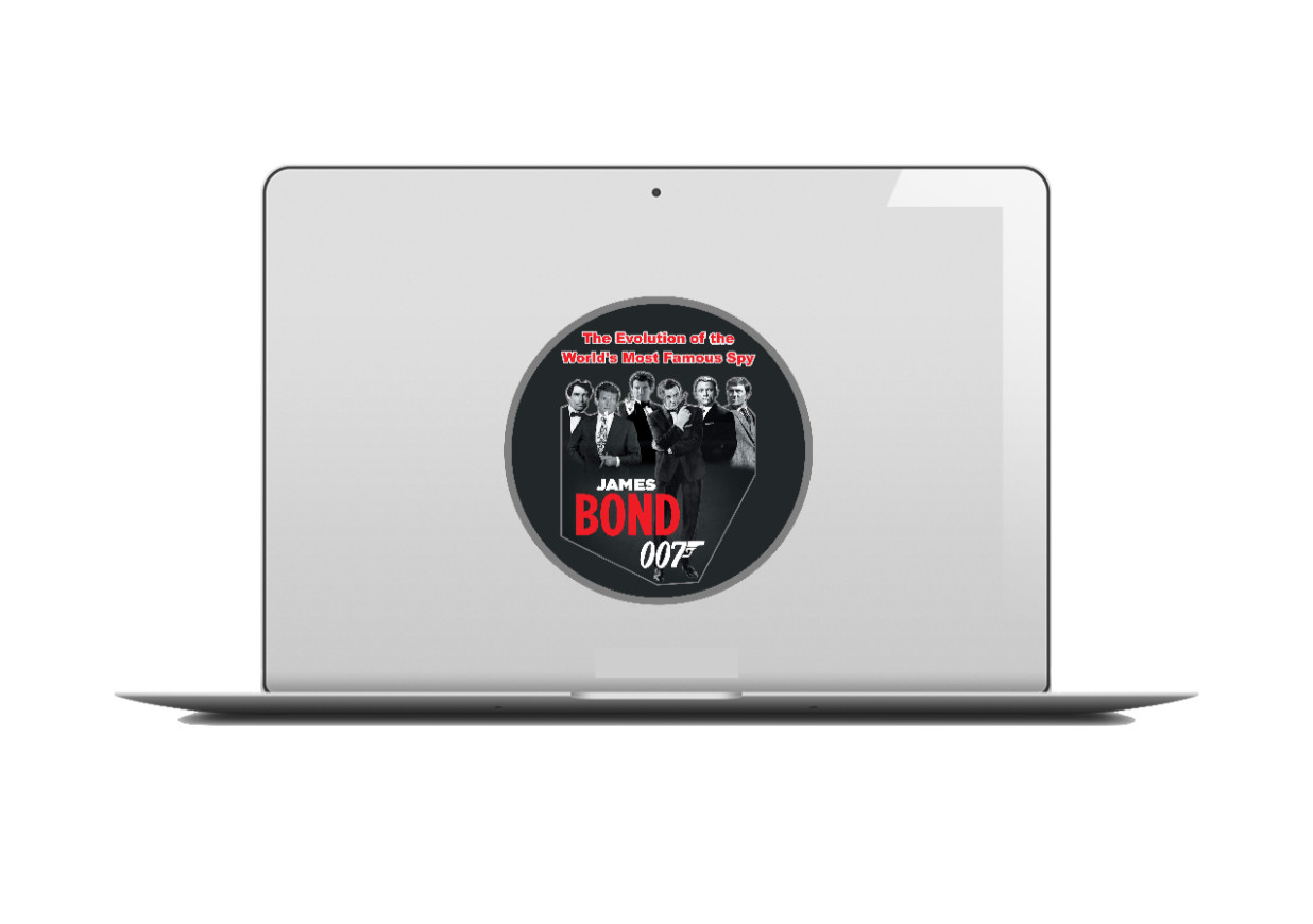 James Bond (Evolution) – 4" Handmade Vinyl Decal Sticker Vehicle Laptop Cooler