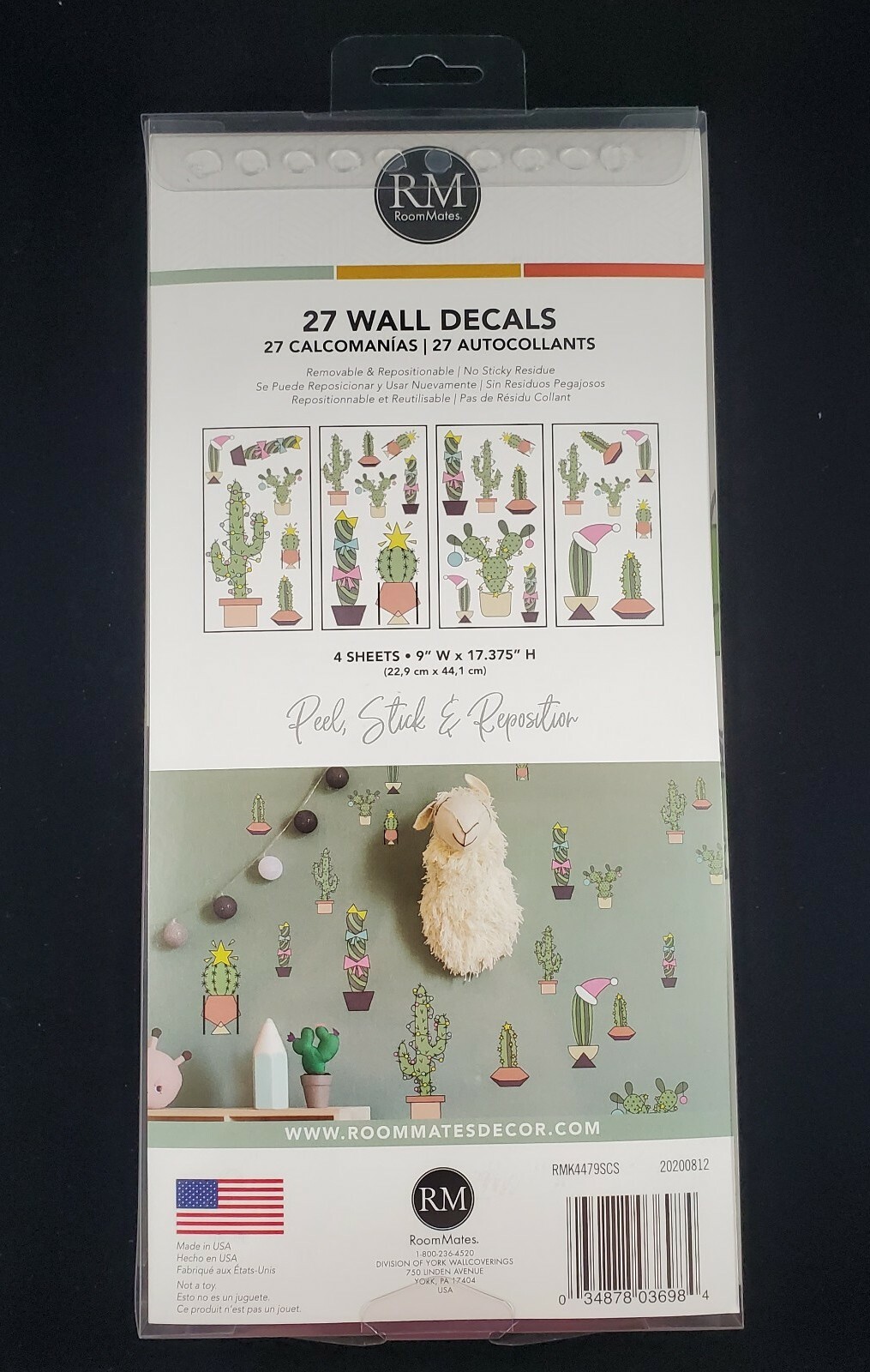 RoomMates CHRISTMAS CACTUS 27 Peel & Stick Wall Decals RMK4479SCS