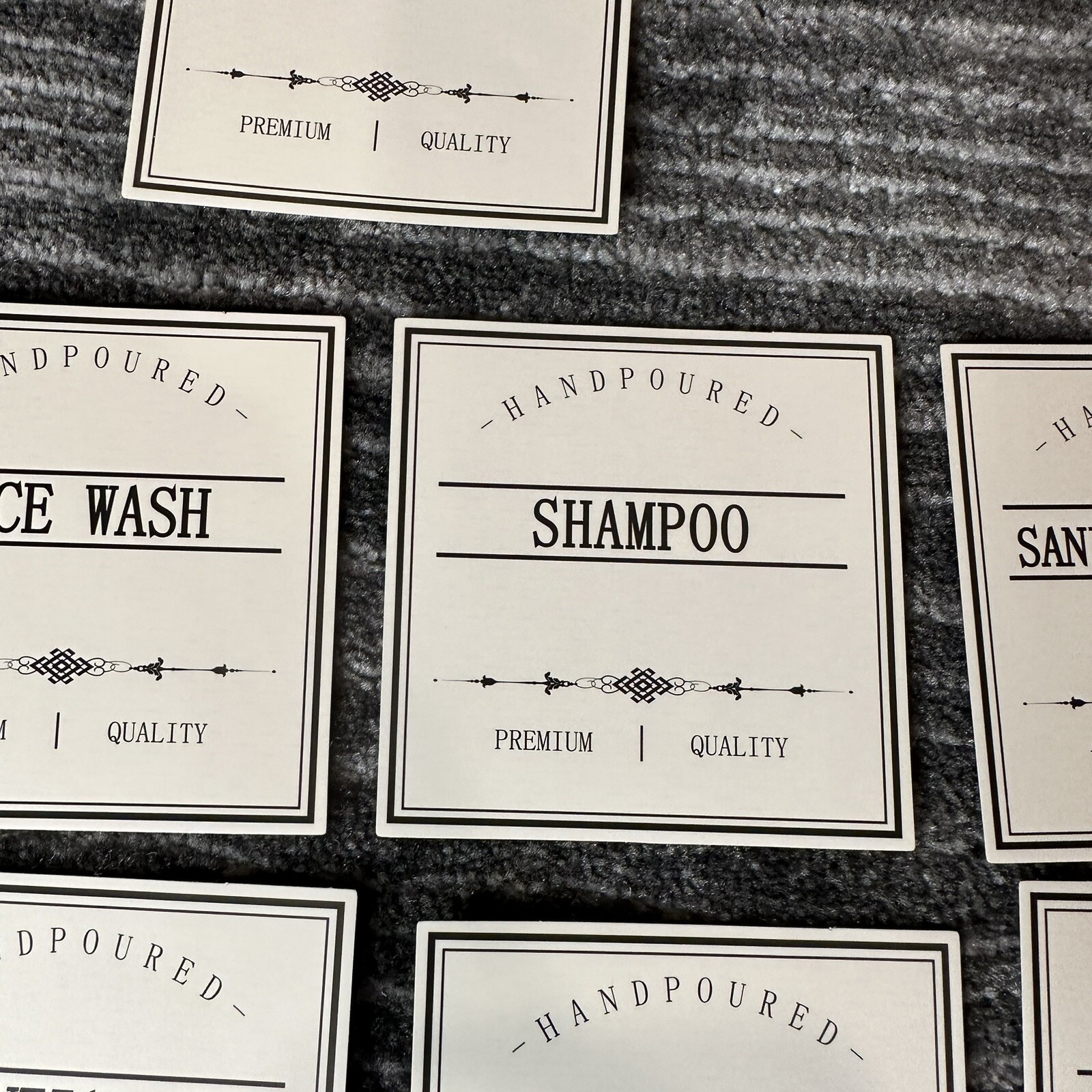 9 White Waterproof Labels Bottles Farmhouse Bathroom Kitchen Hand Soap Organize