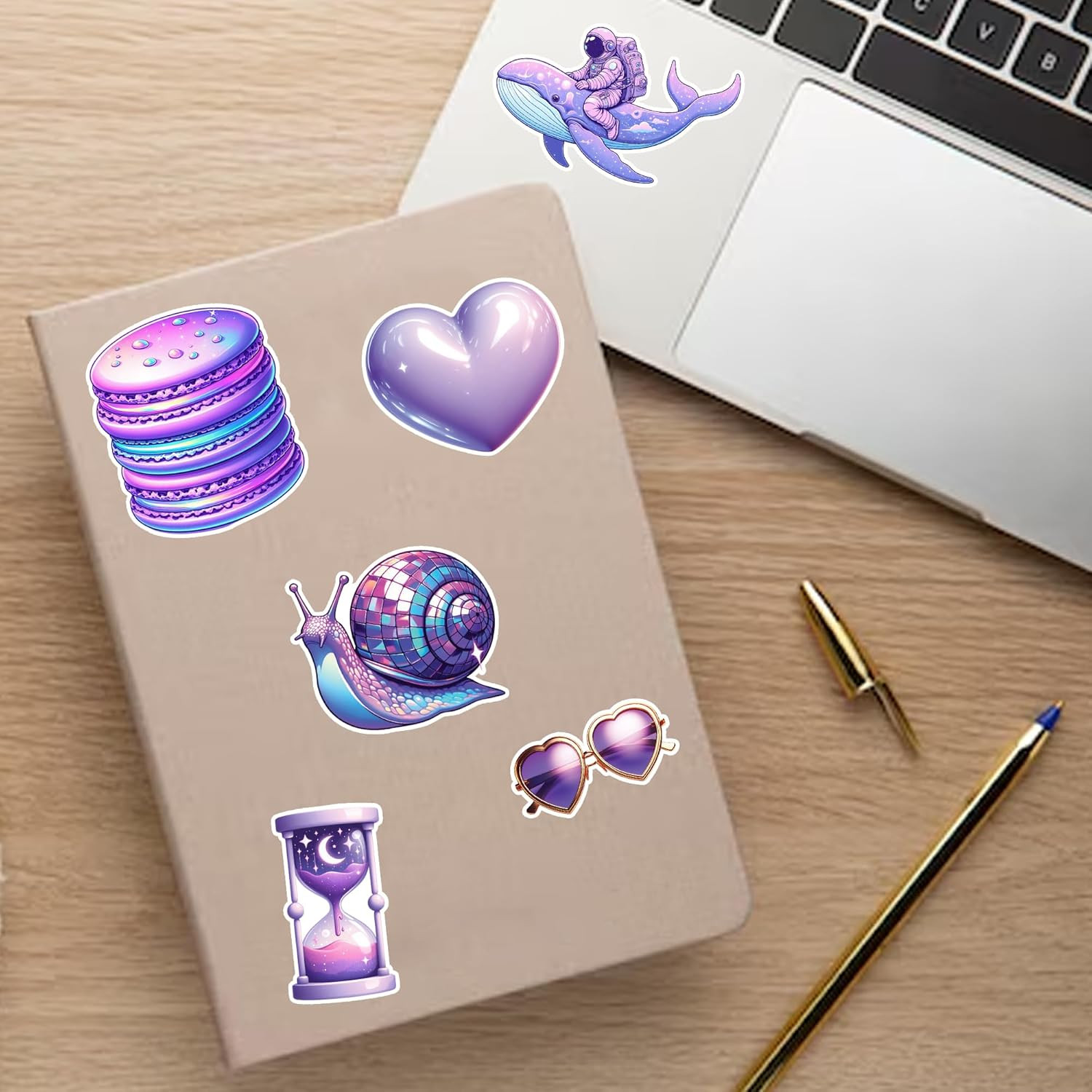 Kawaii Purple Sticker Pack 50 Cute Waterproof Vinyl Decals for Laptop Phone