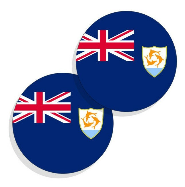 Anguilla Flag Stickers Flag Decals Vinyl Indoor Outdoor Stickers Round Set of 4