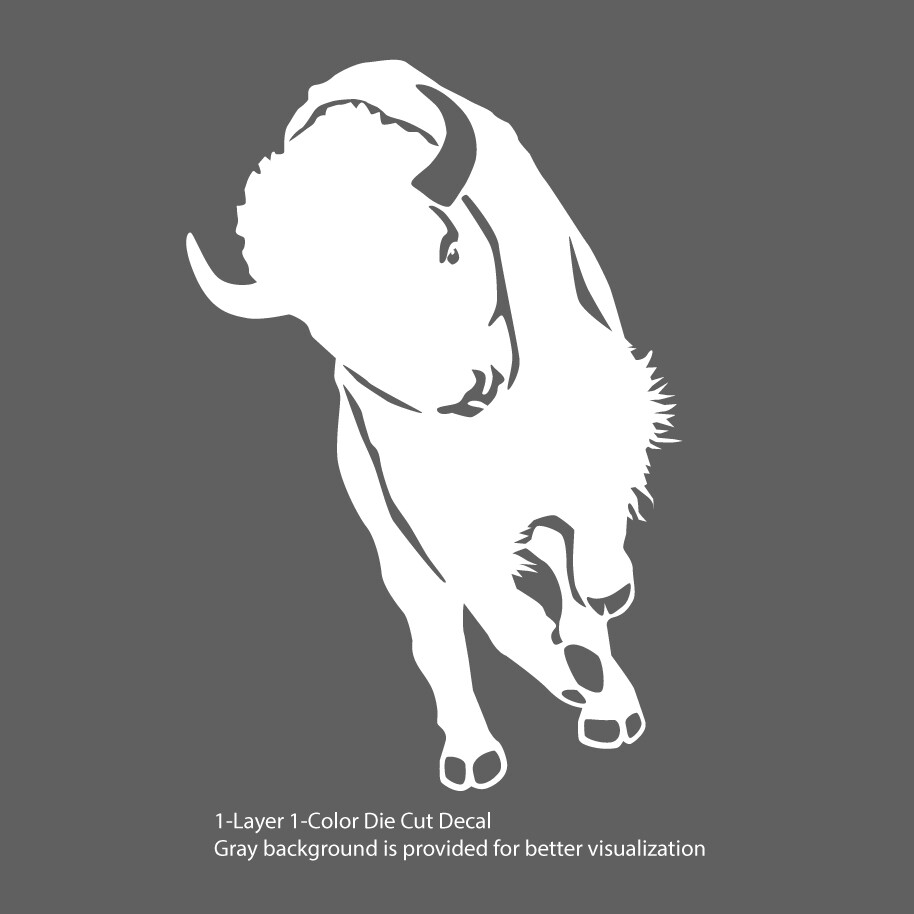 Bison Ox Charging 6 Prairie Run White or Black Decal 6Yrs Outdoor Vinyl Sticker