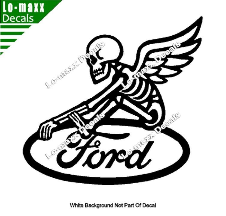 Ford Reaper Skeleton Wings Car Truck Window Hood Die Cut Vinyl Decal Sticker