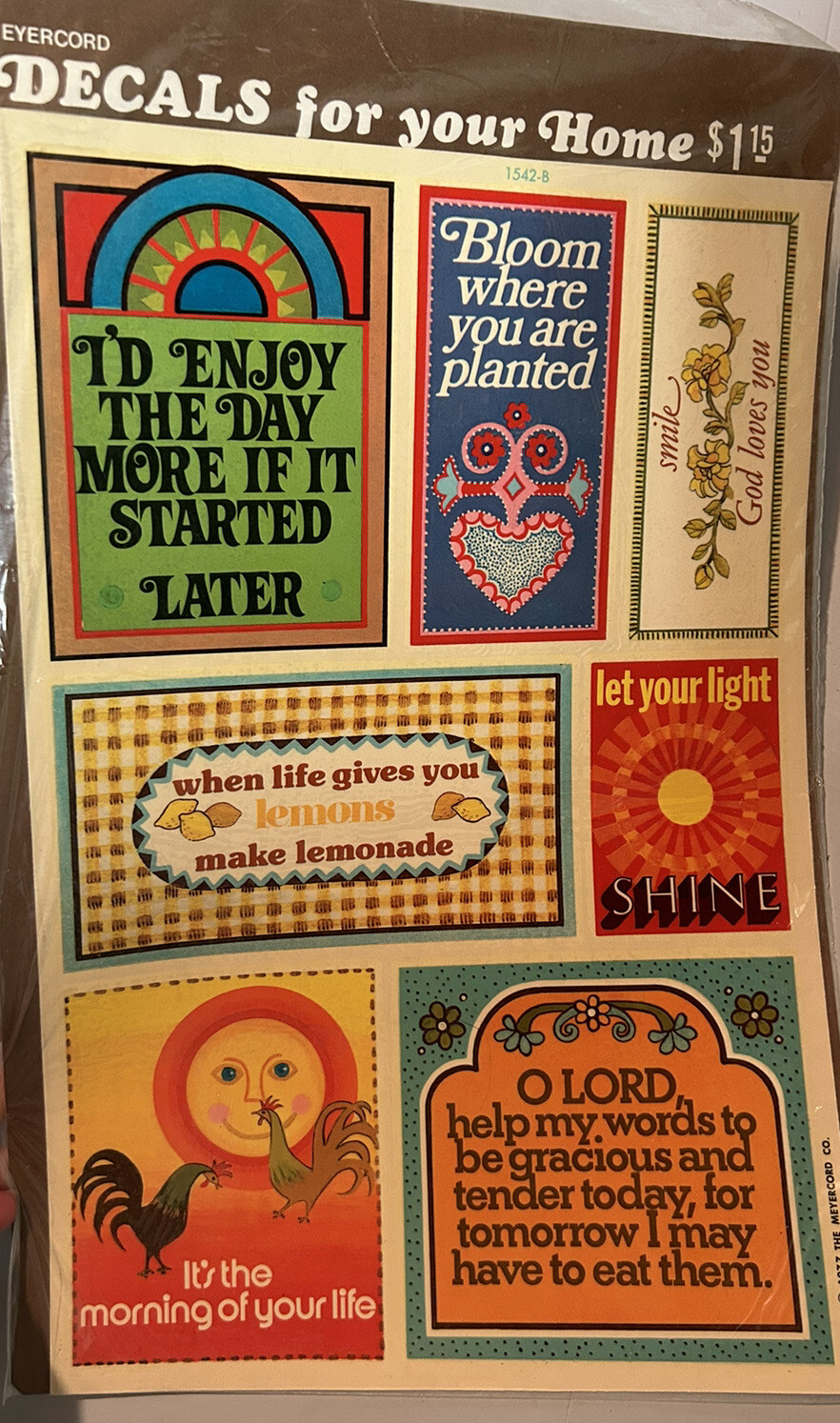 Vintage 1970's Decals Sayings Inspirational Religious Retro