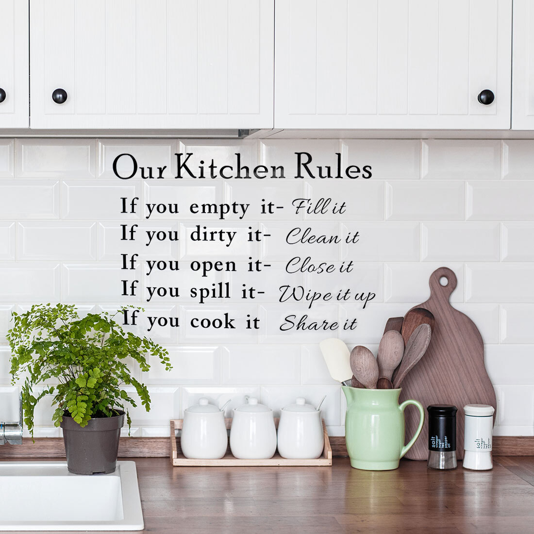 Kitchen Rule Pattern Wall Sticker Removable Art Decal for Bedroom Living Room
