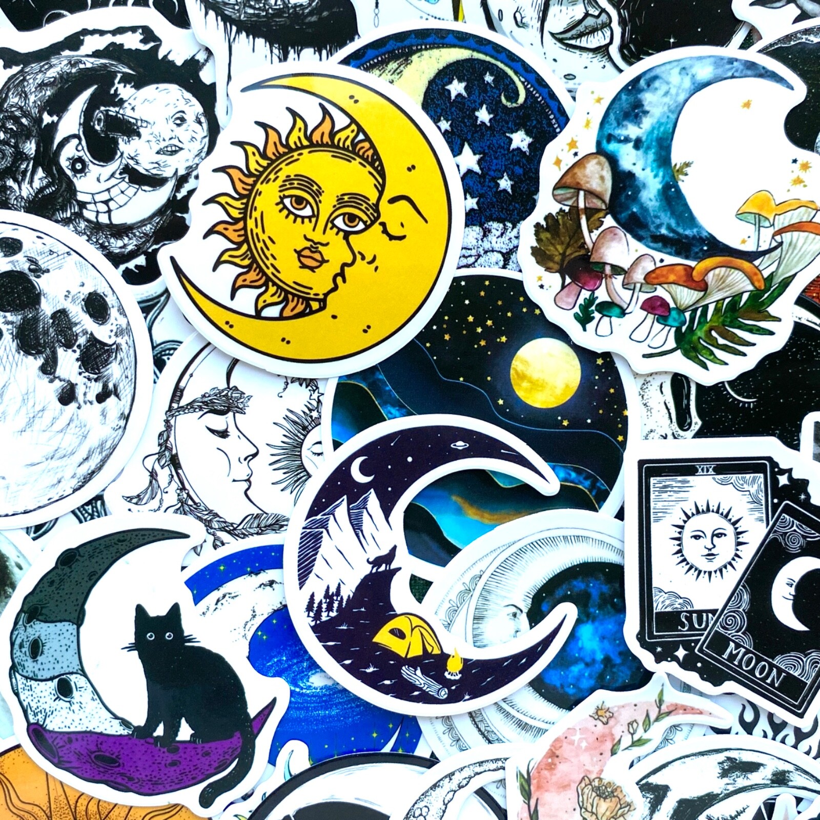 5-50 pcs Gothic Moon Stickers, Astrology Zodiac Stars Tarot Horoscope Decals