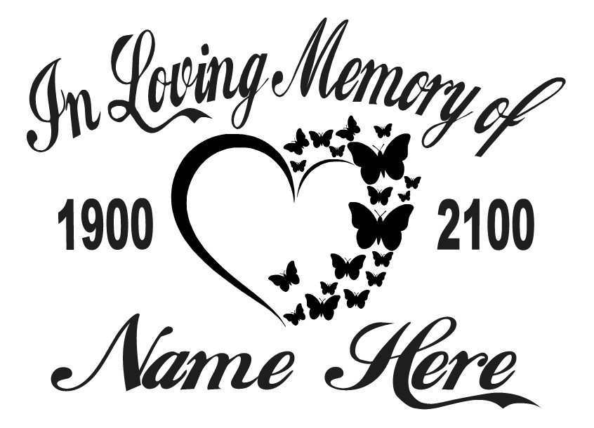 In Loving Memory Decal | Custom Heart Butterfly Angel Wings Car Vinyl Sticker #